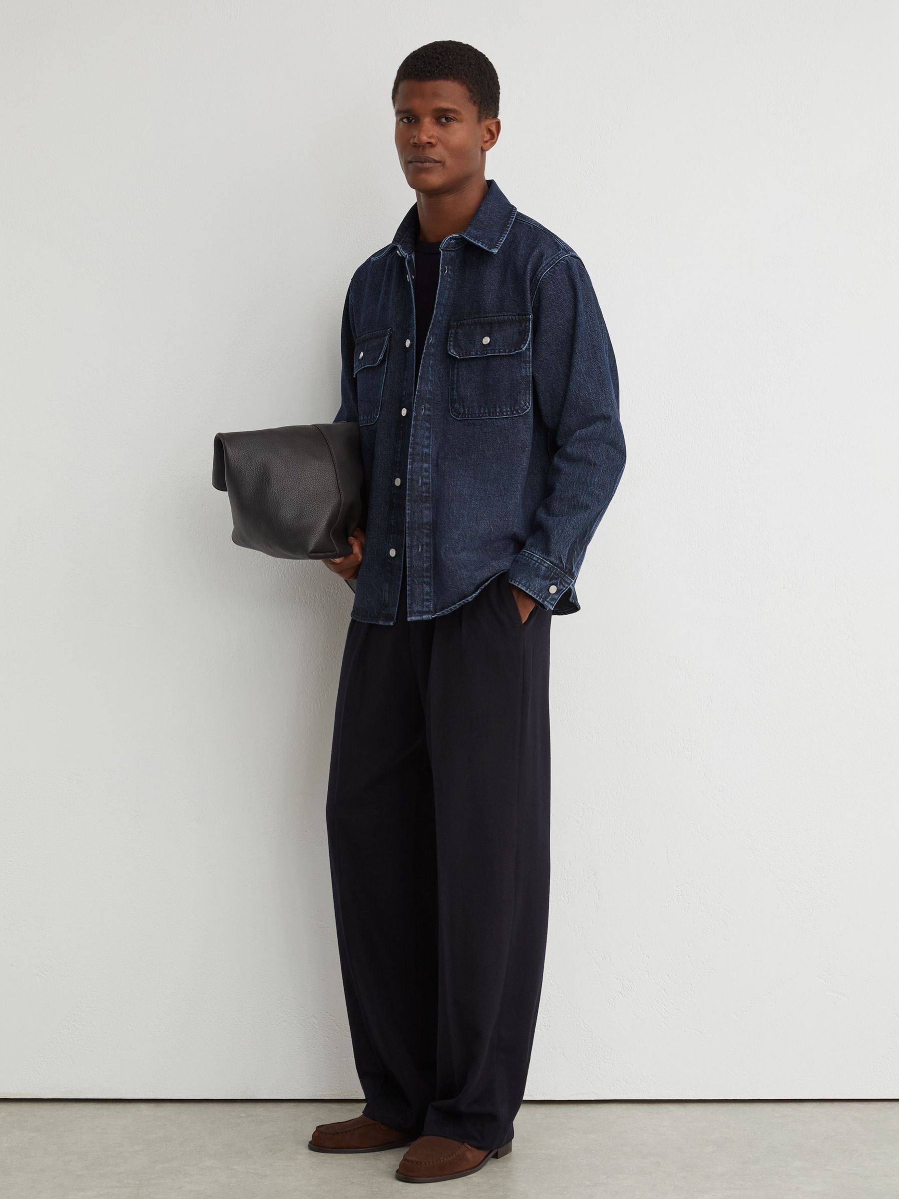 Twin-Pocket Rigid-Denim Jacket in Dark Blue - Image 4 of 7