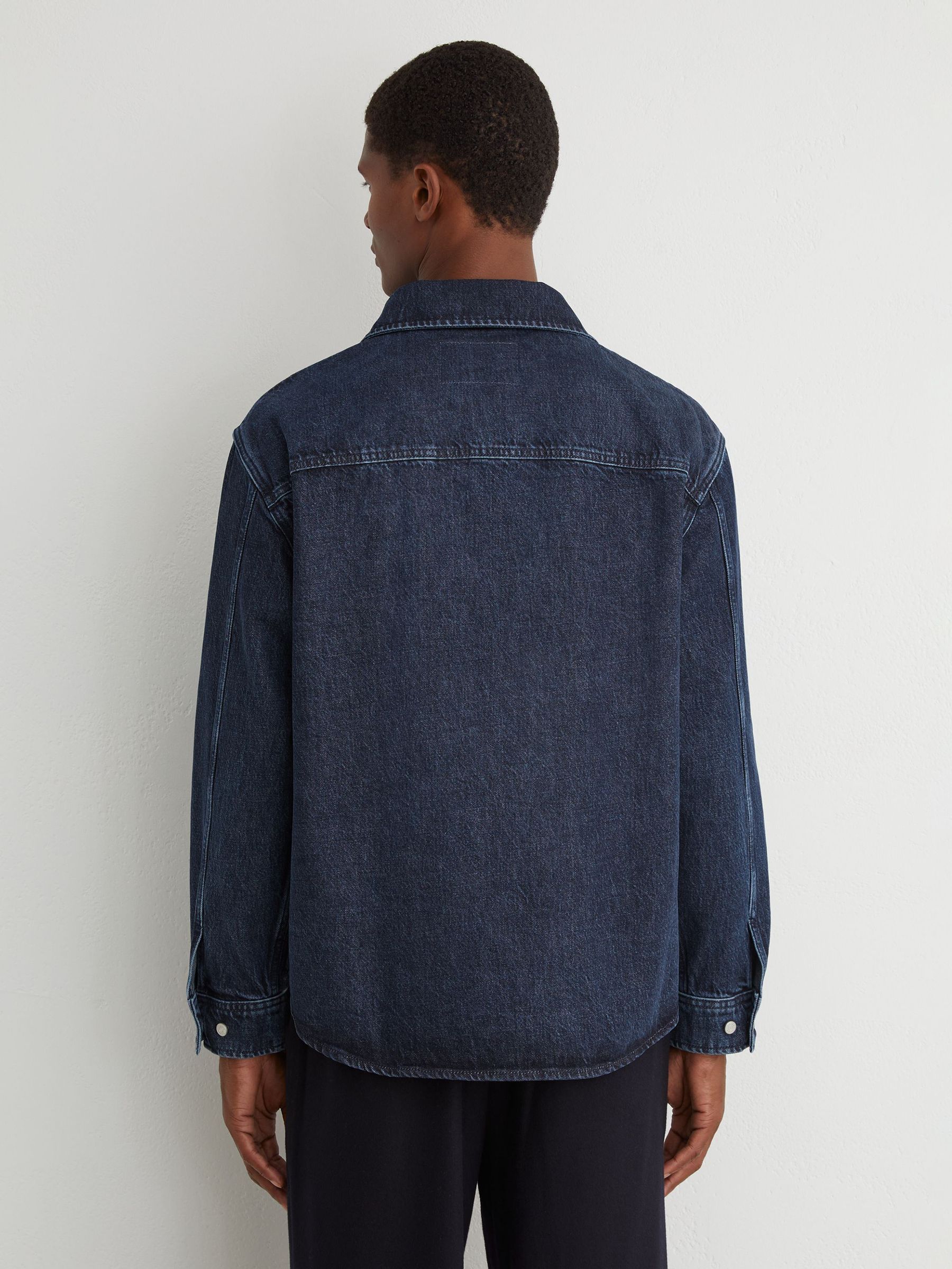 Twin-Pocket Rigid-Denim Jacket in Dark Blue - Image 5 of 7