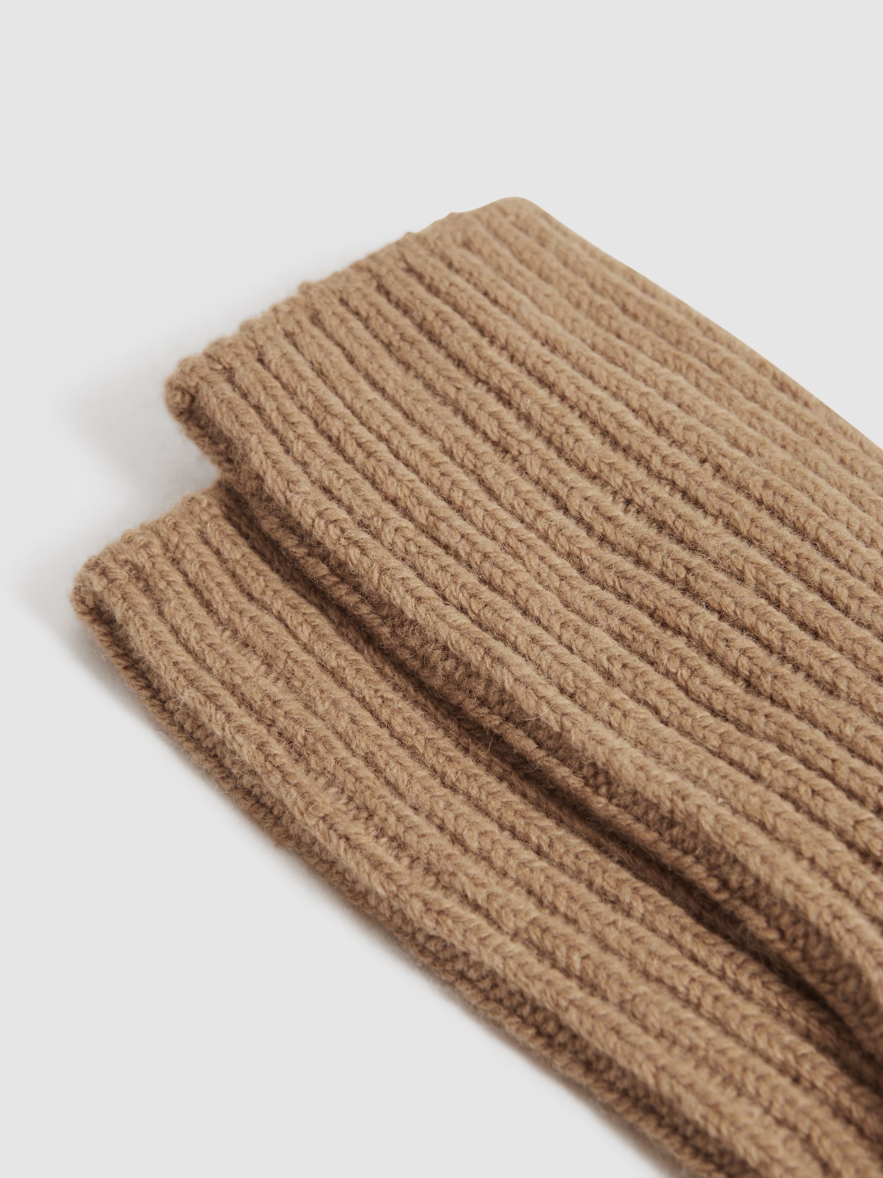 Wool Blend Ribbed Socks in Camel - Image 2 of 3