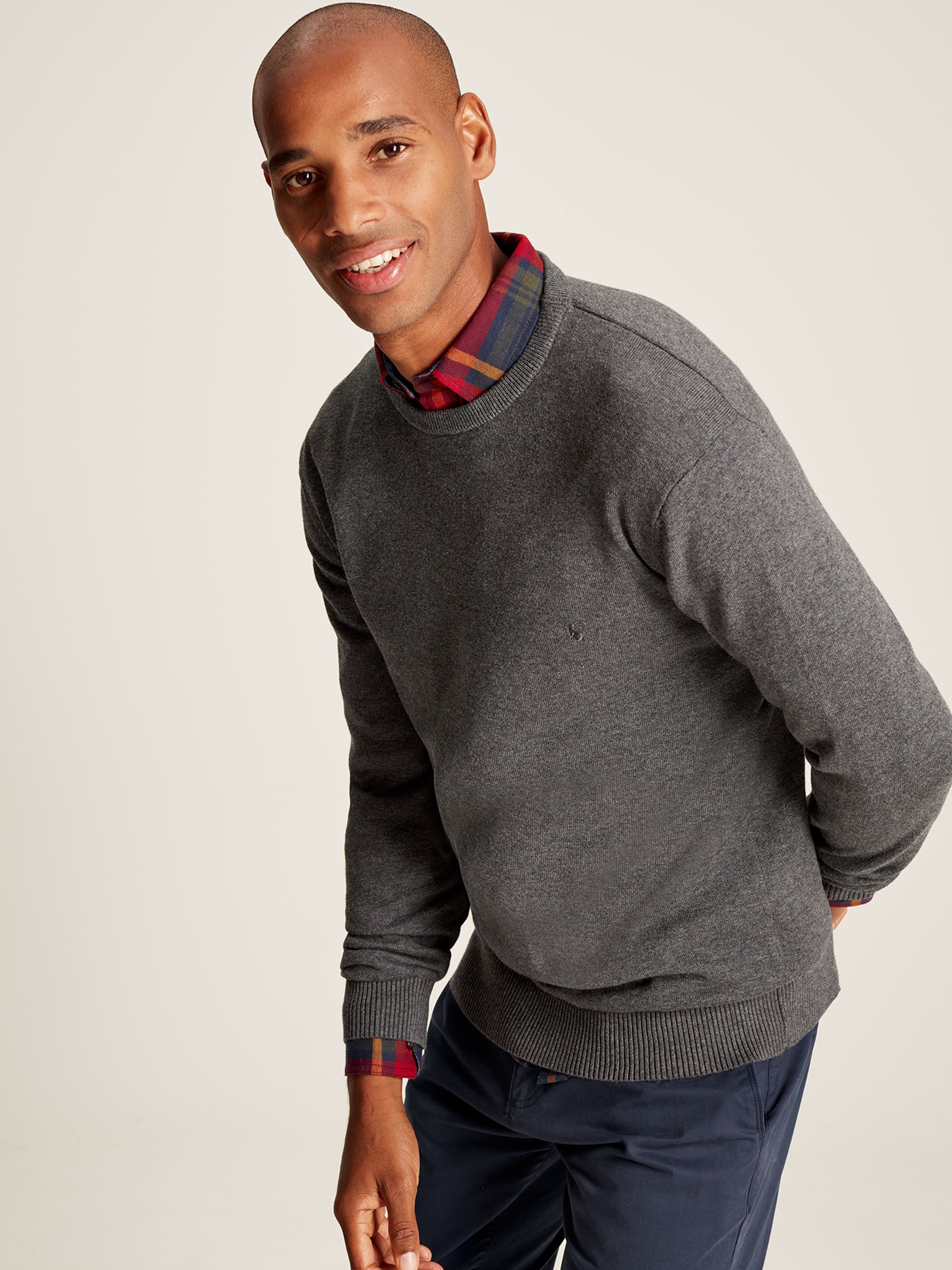 Jarvis Grey Cotton Crew Neck Jumper - Image 1 of 6