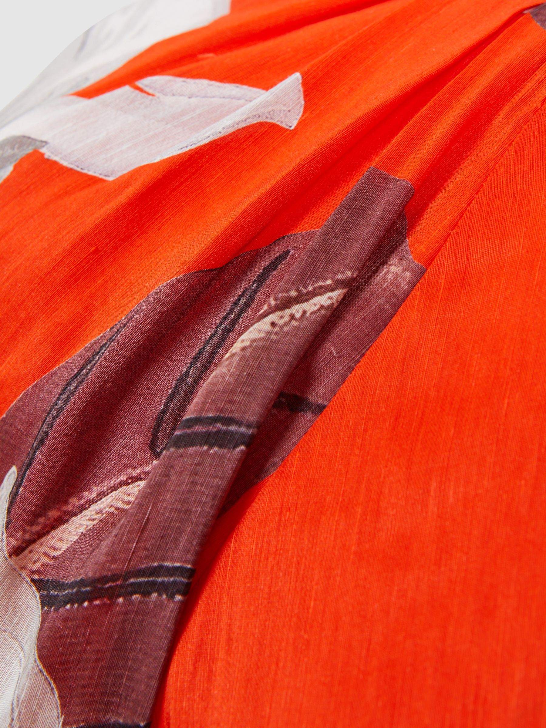 Florere Linen Silk Puff Sleeve Mini Dress in Orange - Image 5 of 6