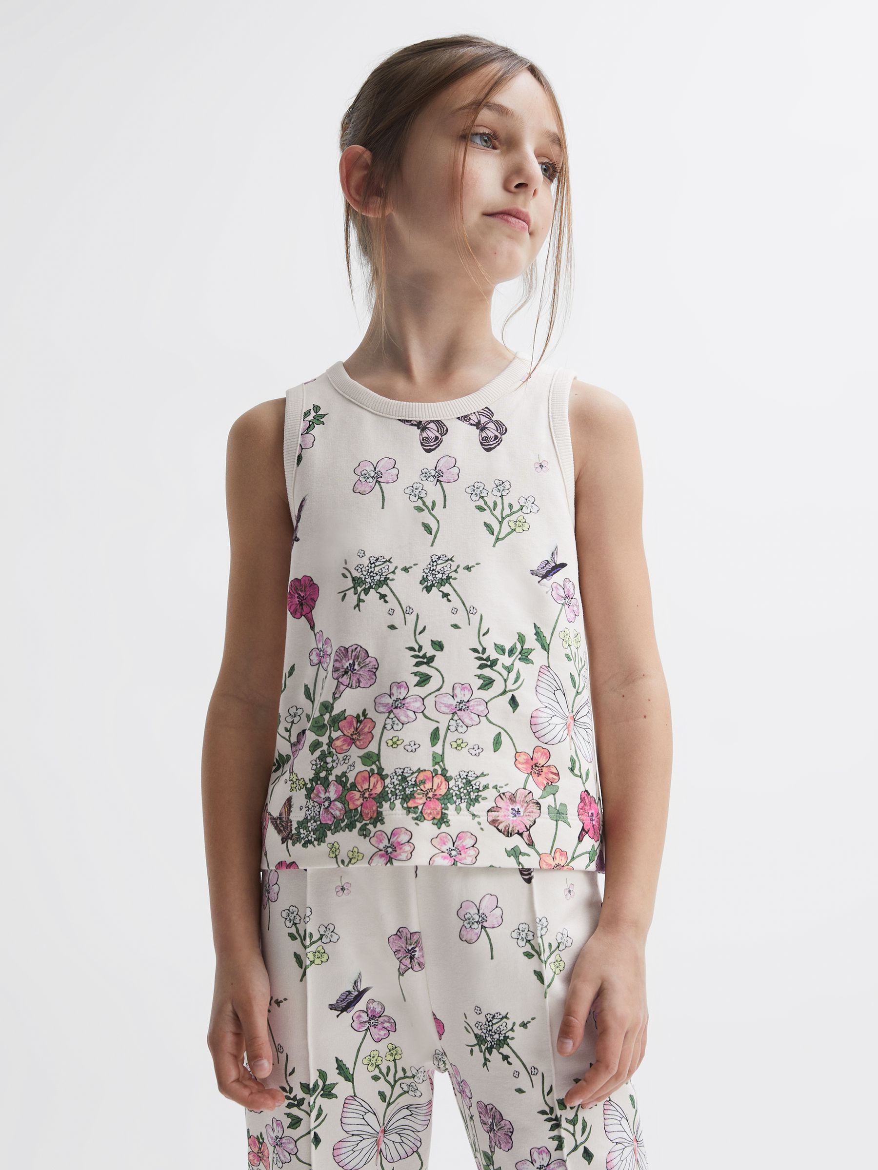 9-12 yrs Floral Print Vest in Pink Print - Image 3 of 7