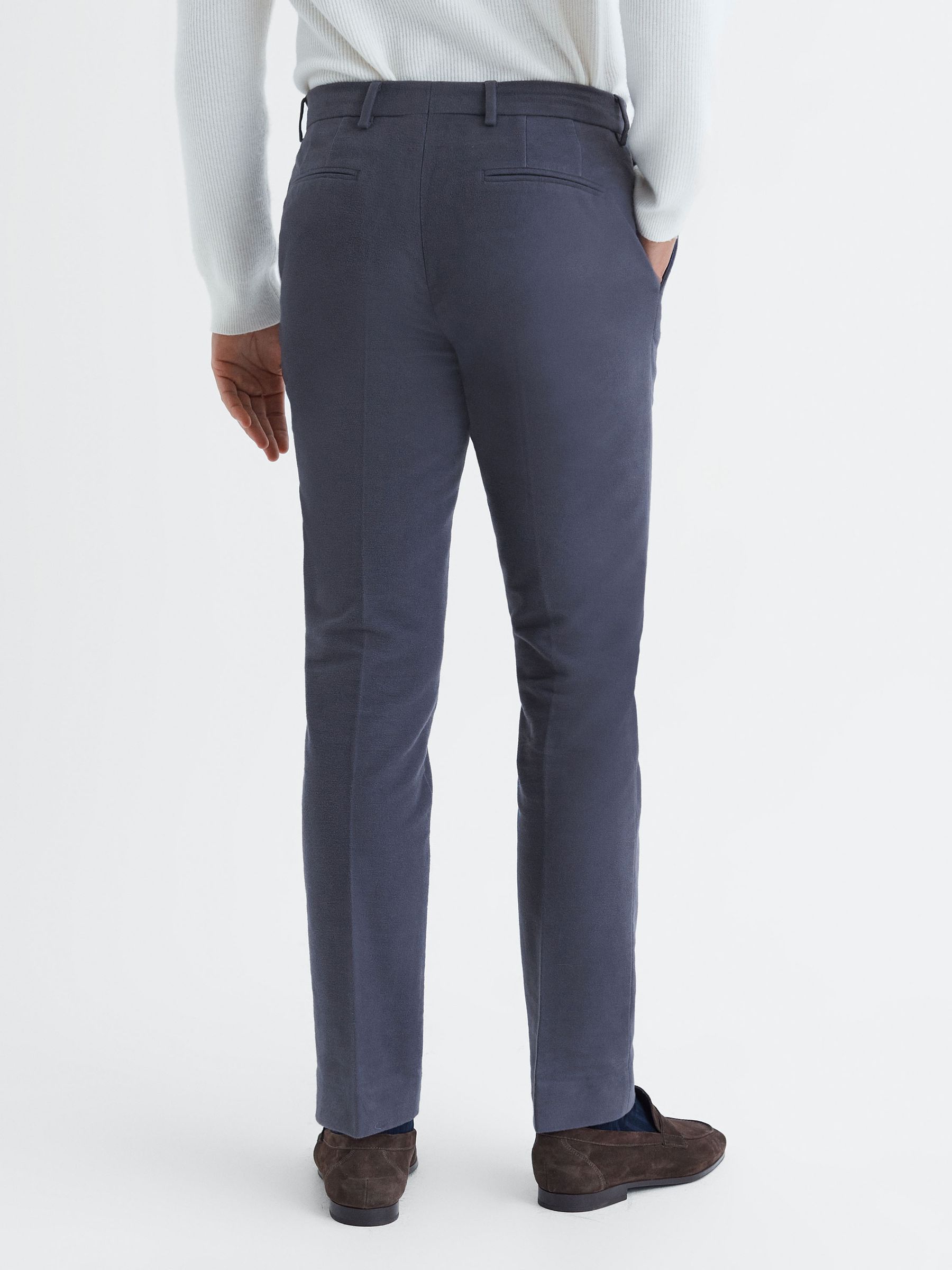 Slim Fit Moleskin Trousers in Airforce Blue - Image 4 of 4