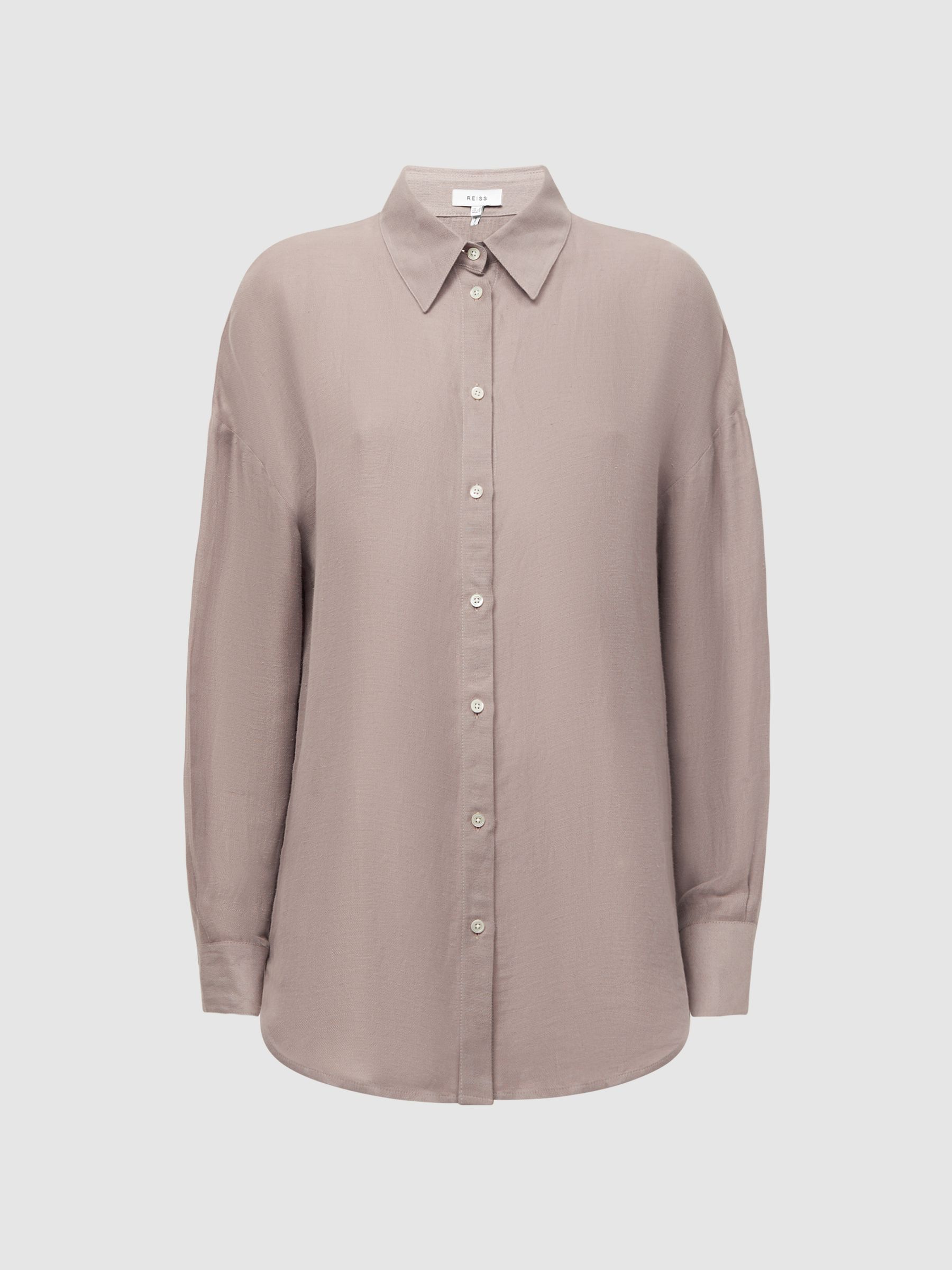 Oversized Long Sleeve Shirt in Taupe - Image 2 of 6