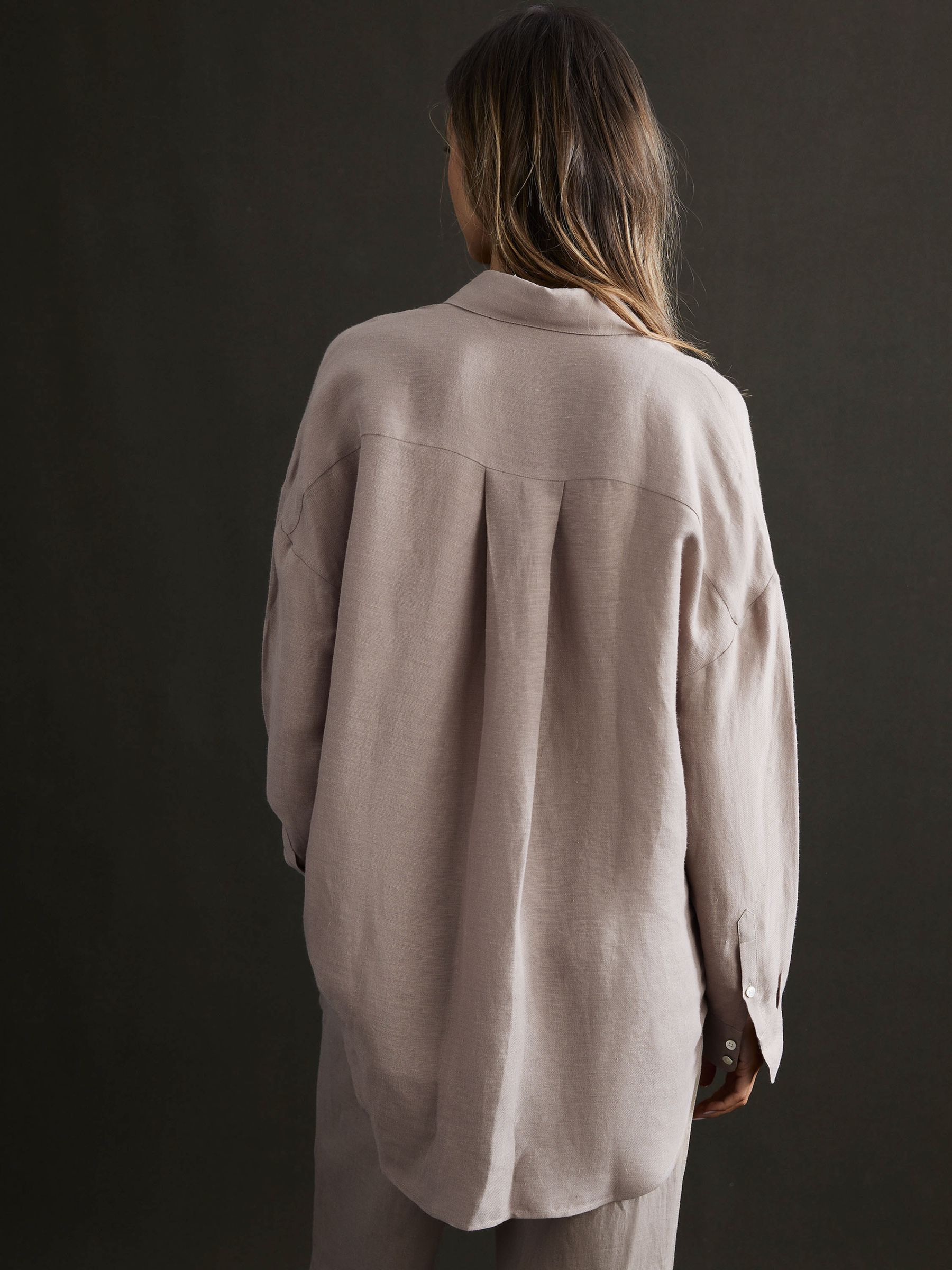 Oversized Long Sleeve Shirt in Taupe - Image 4 of 6