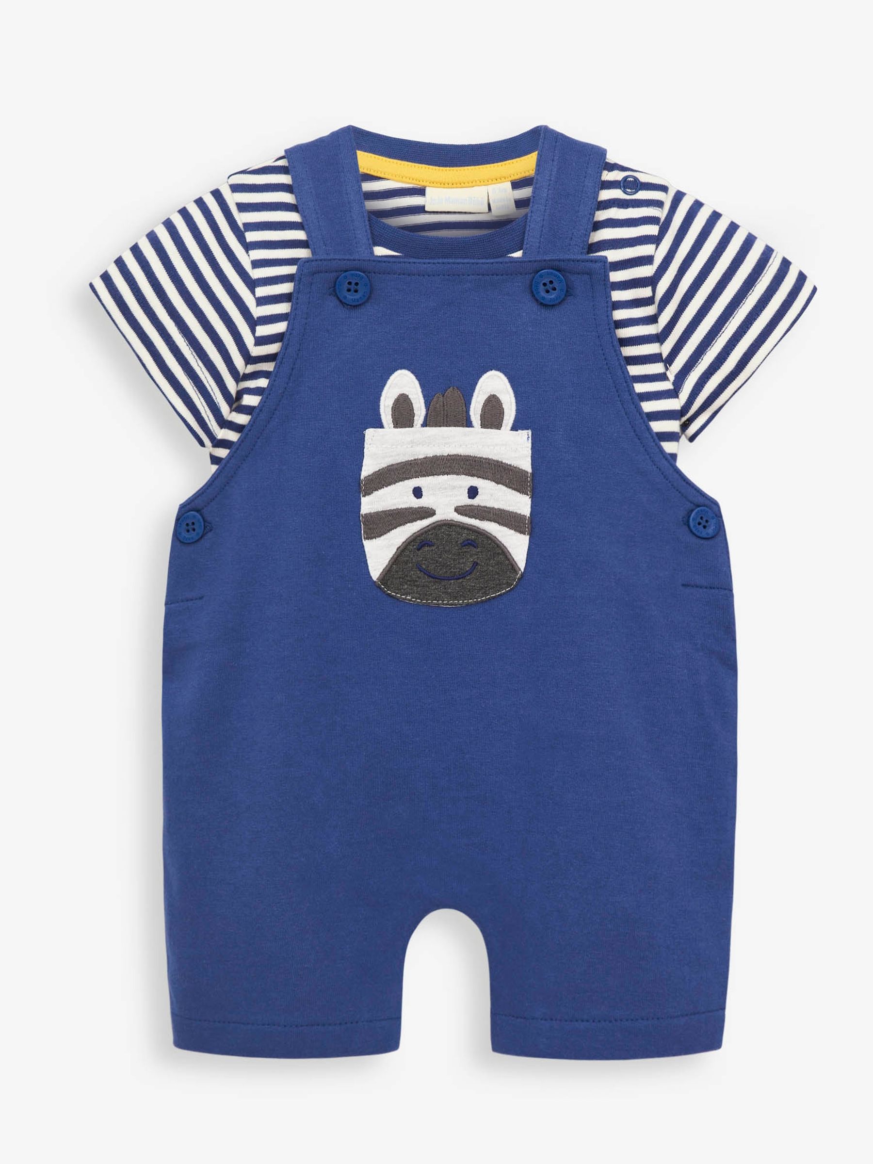 Indigo 2-Piece Indigo Zebra Pocket Baby Dungarees Set - Image 1 of 3