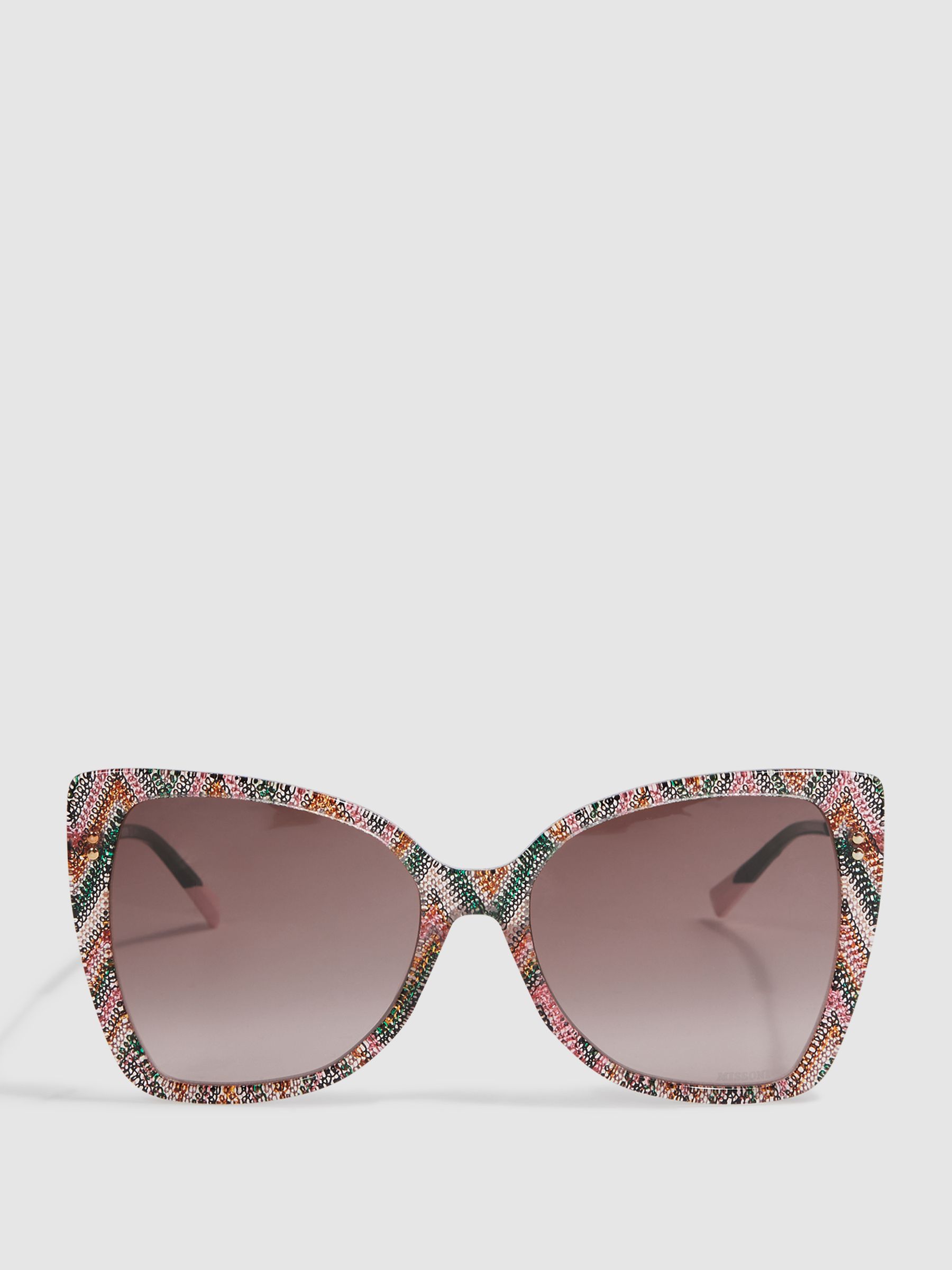 Missoni Eyewear Oversized Cat Eye Sunglasses in Pink/Green - Image 1 of 5