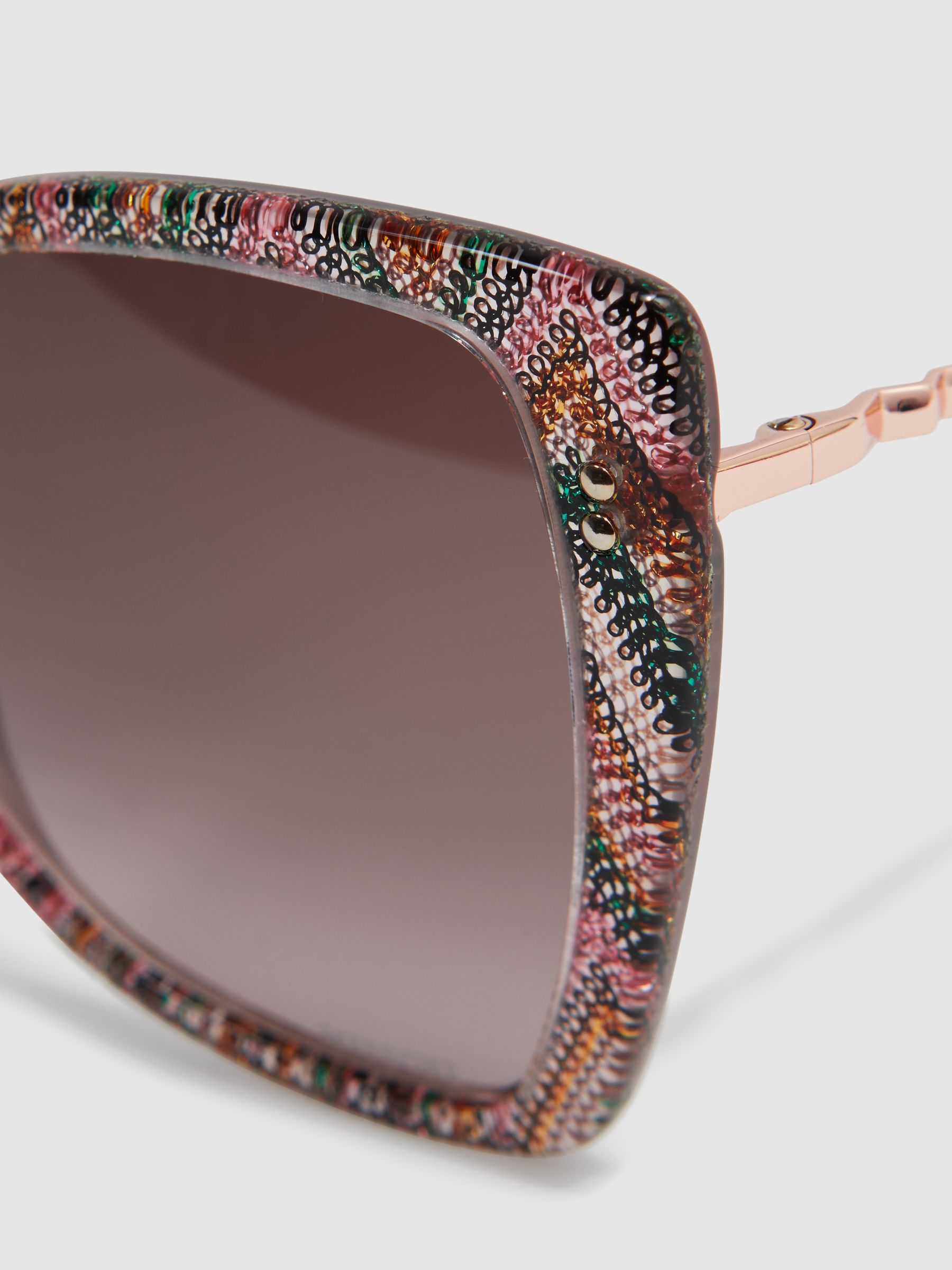 Missoni Eyewear Oversized Cat Eye Sunglasses in Pink/Green - Image 5 of 5