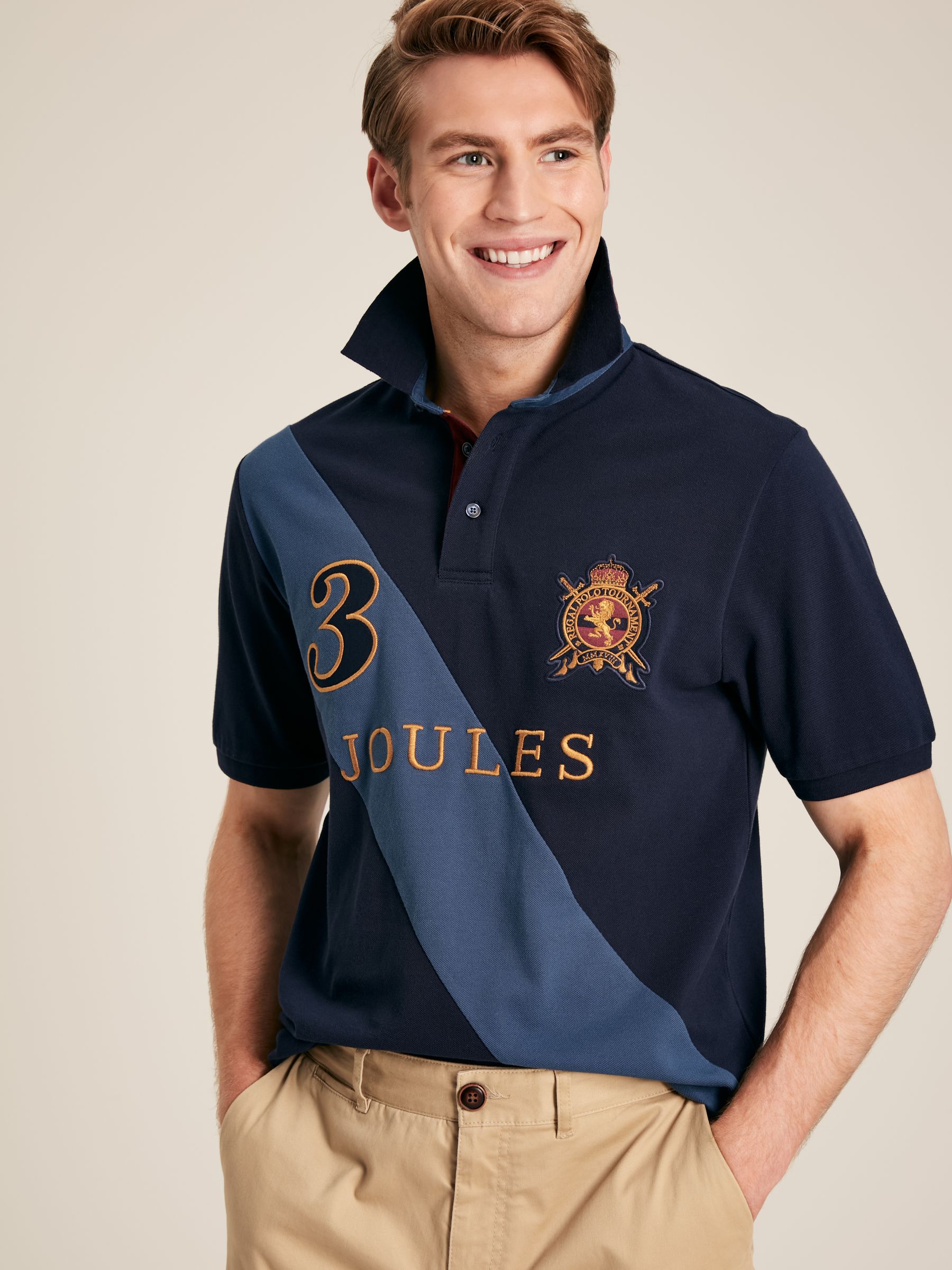 Embellished Navy Blue Classic Fit Polo Shirt - Image 1 of 6