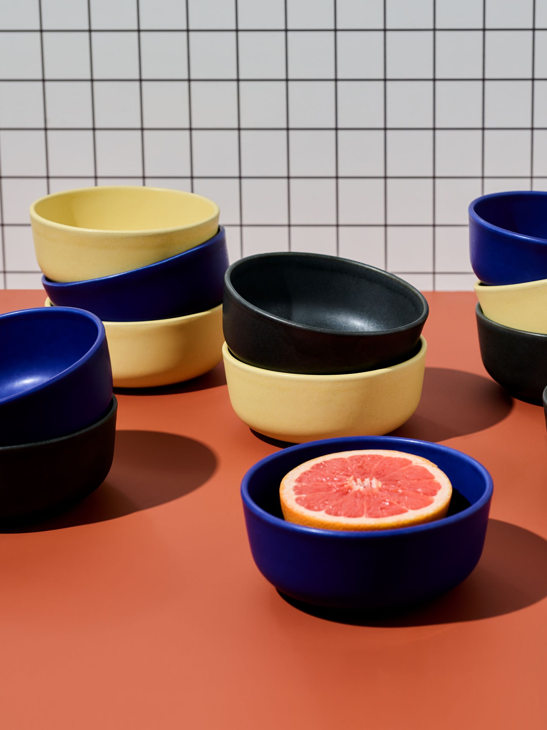 Curateology Set of 4 Cobalt Blue LoHo Reactive Glaze Cereal Bowls - Image 4 of 5