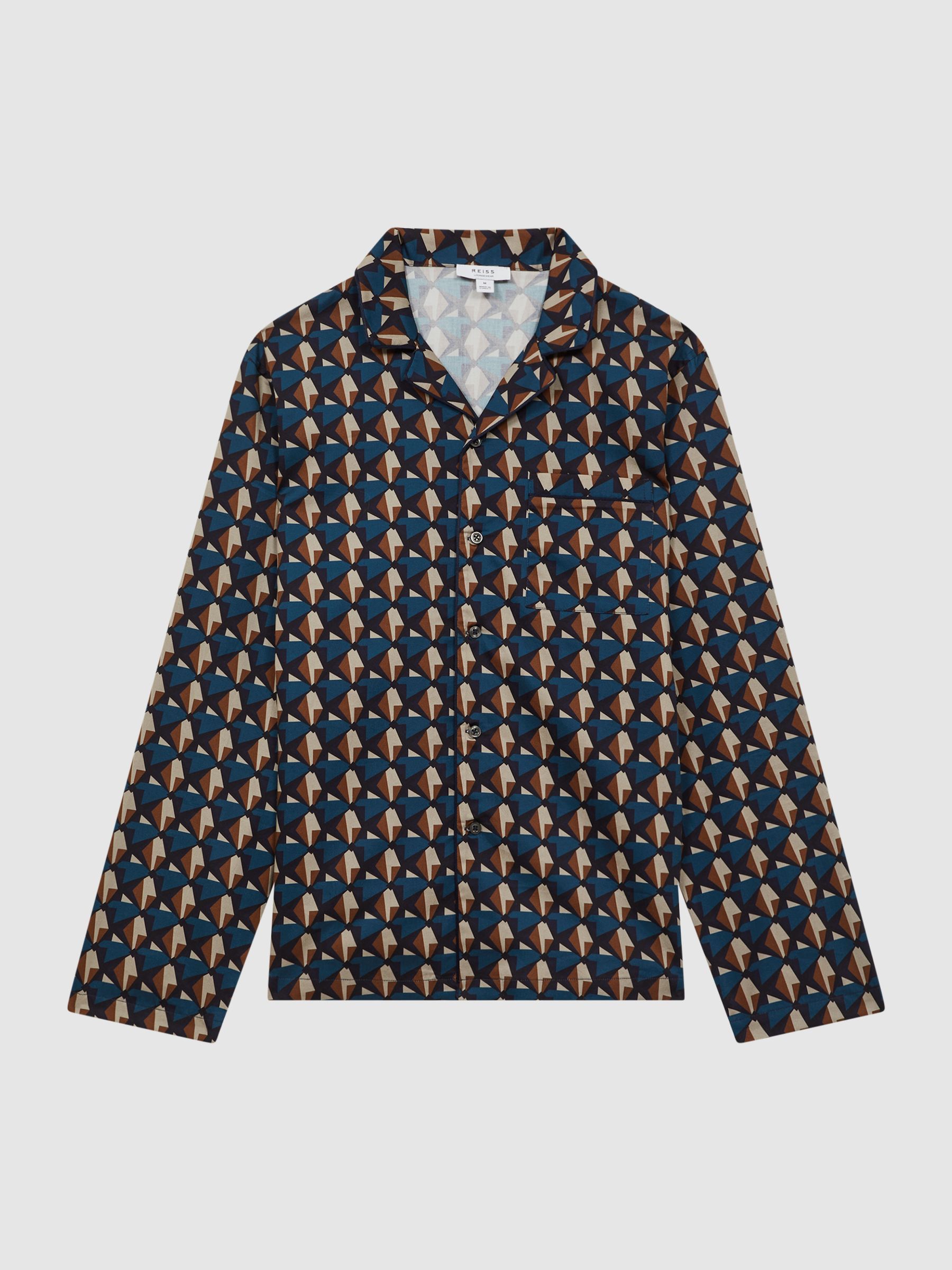 Cotton Printed Cuban Collar Pyjama Top in Multi - Image 2 of 4