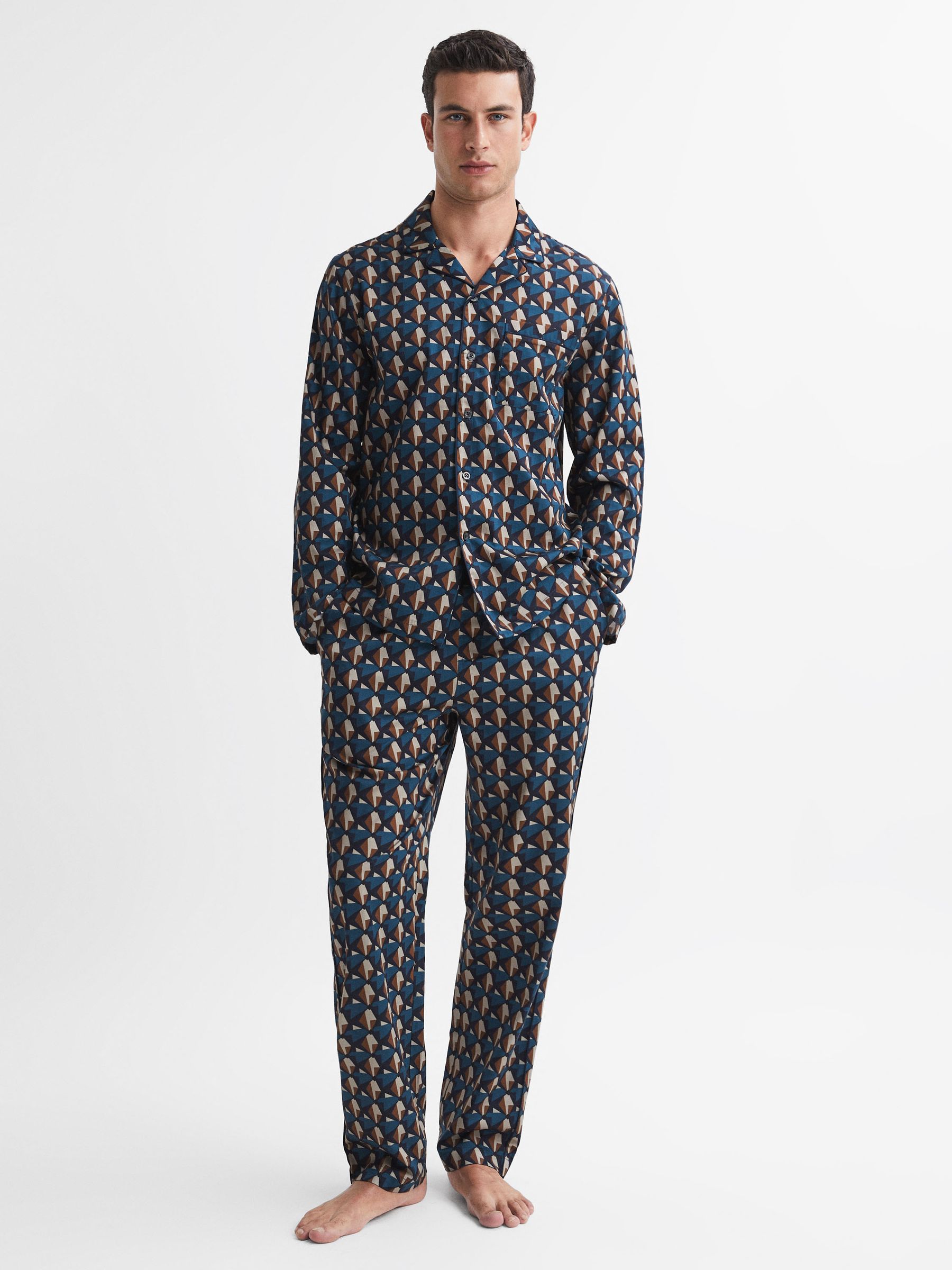 Cotton Printed Cuban Collar Pyjama Top in Multi - Image 3 of 4