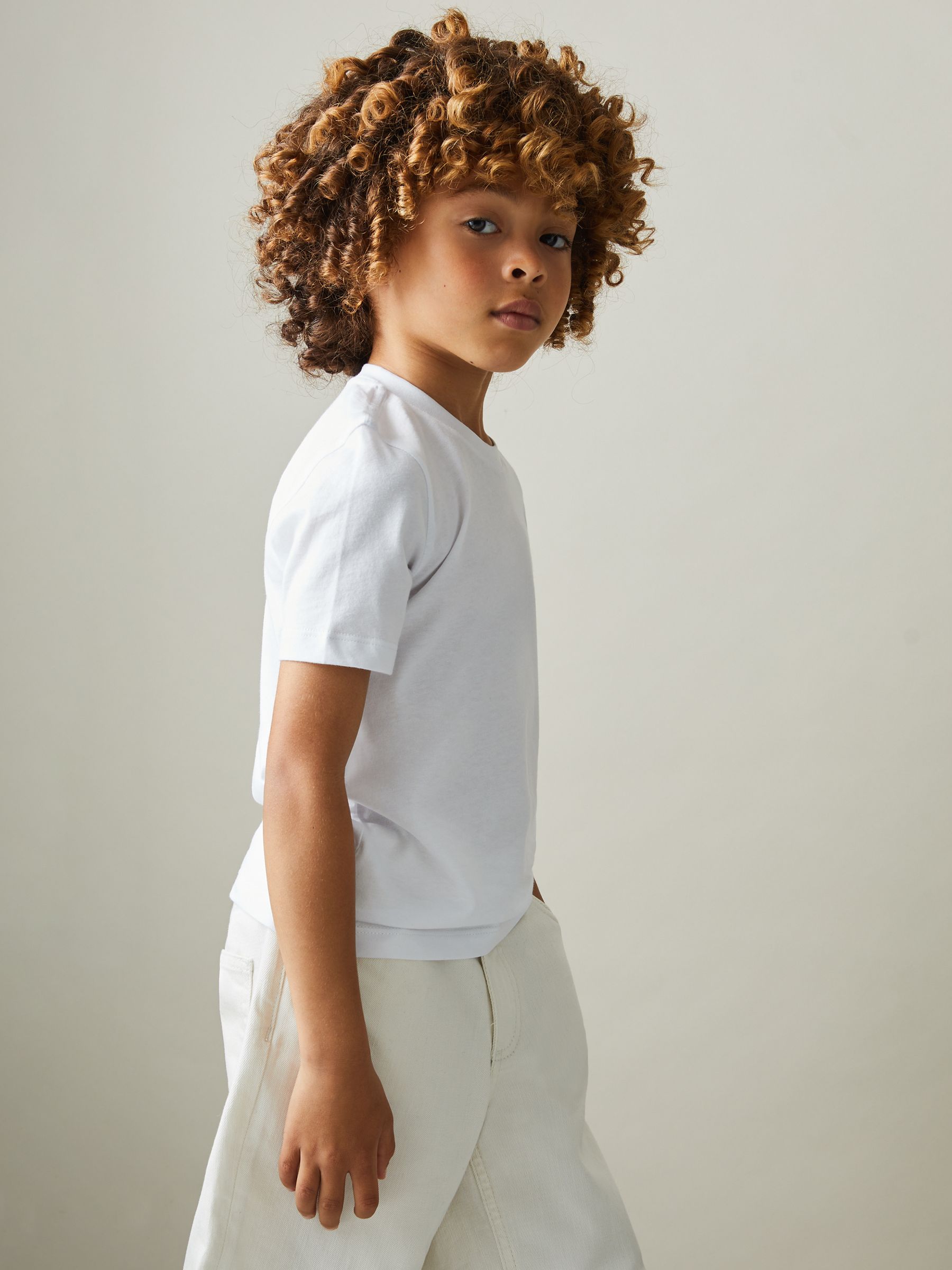 Junior Three Pack Of Crew-Neck T-Shirts in Multi - Image 4 of 7