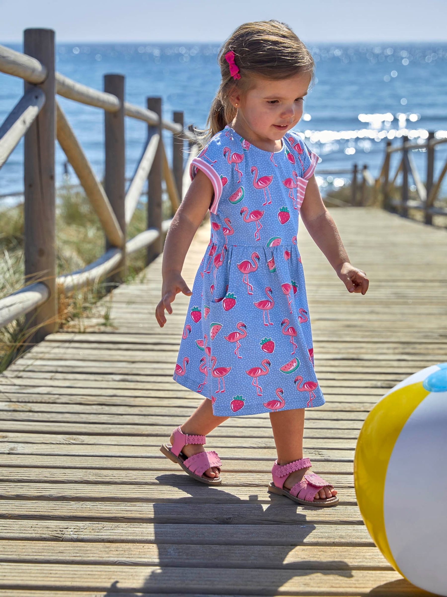 Cornflower Flamingo Print Drop Shoulder Dress - Image 1 of 4