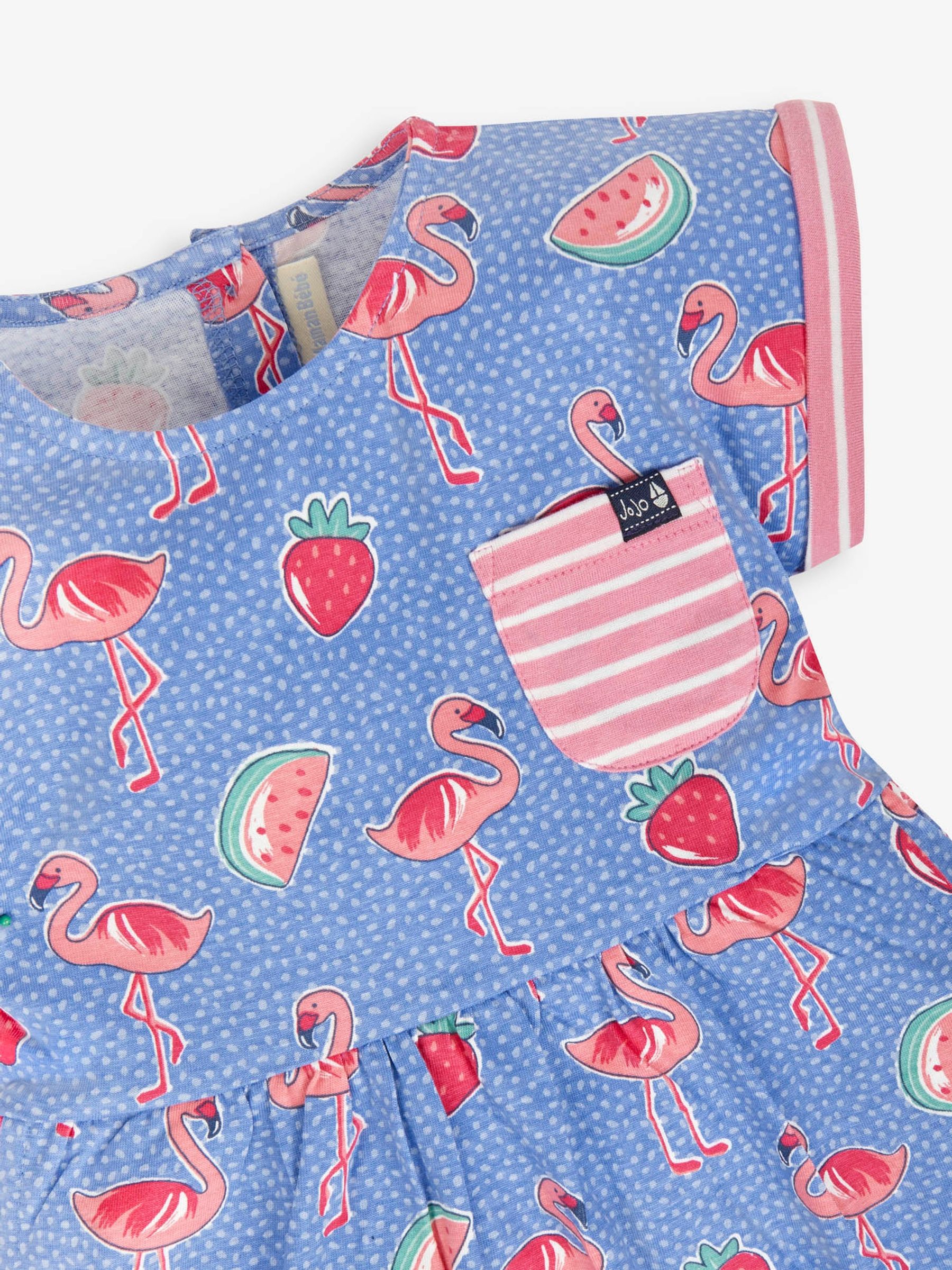 Cornflower Flamingo Print Drop Shoulder Dress - Image 3 of 4