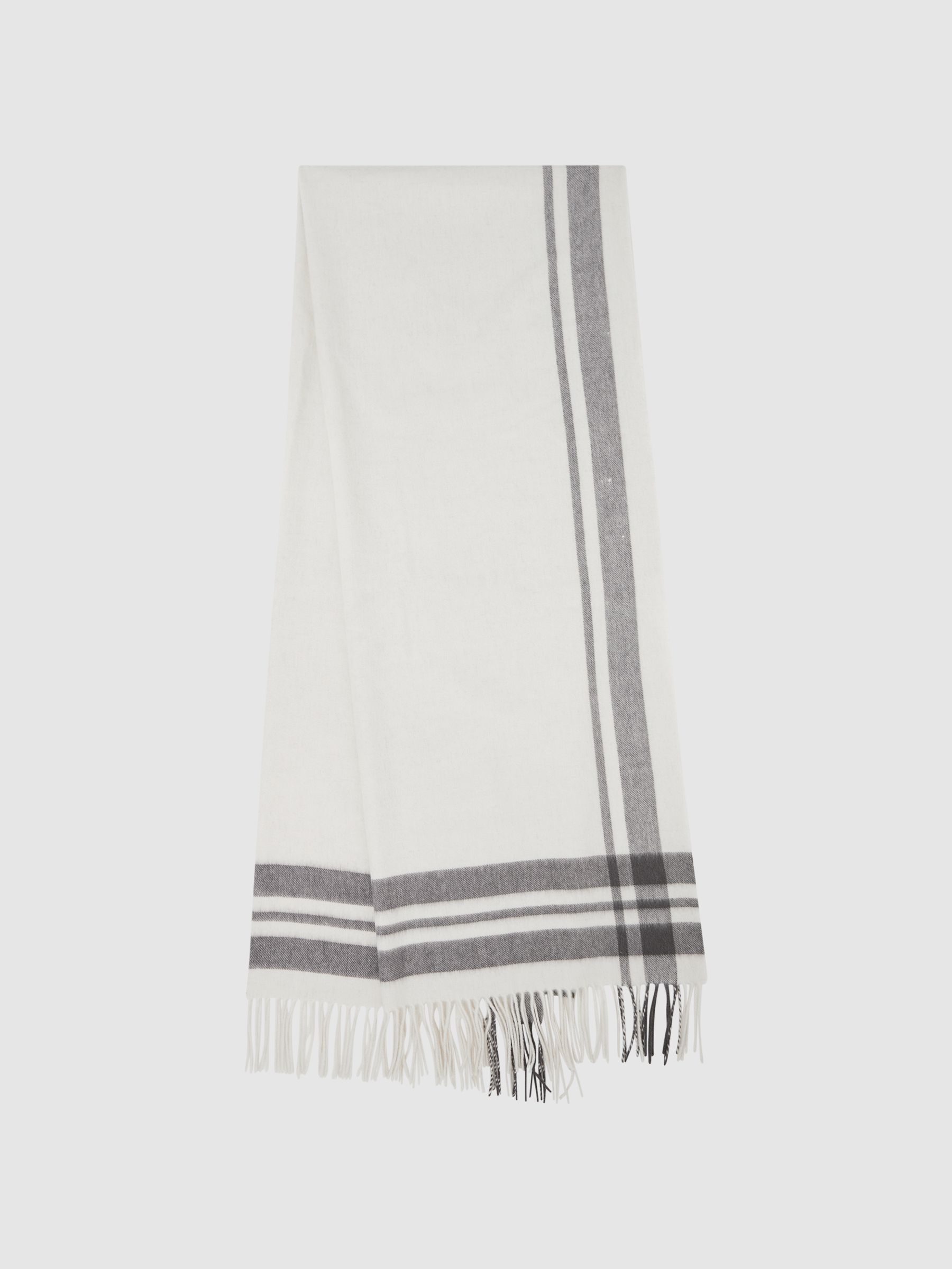 Lambswool Checked Scarf in Grey/Ecru - Image 1 of 4