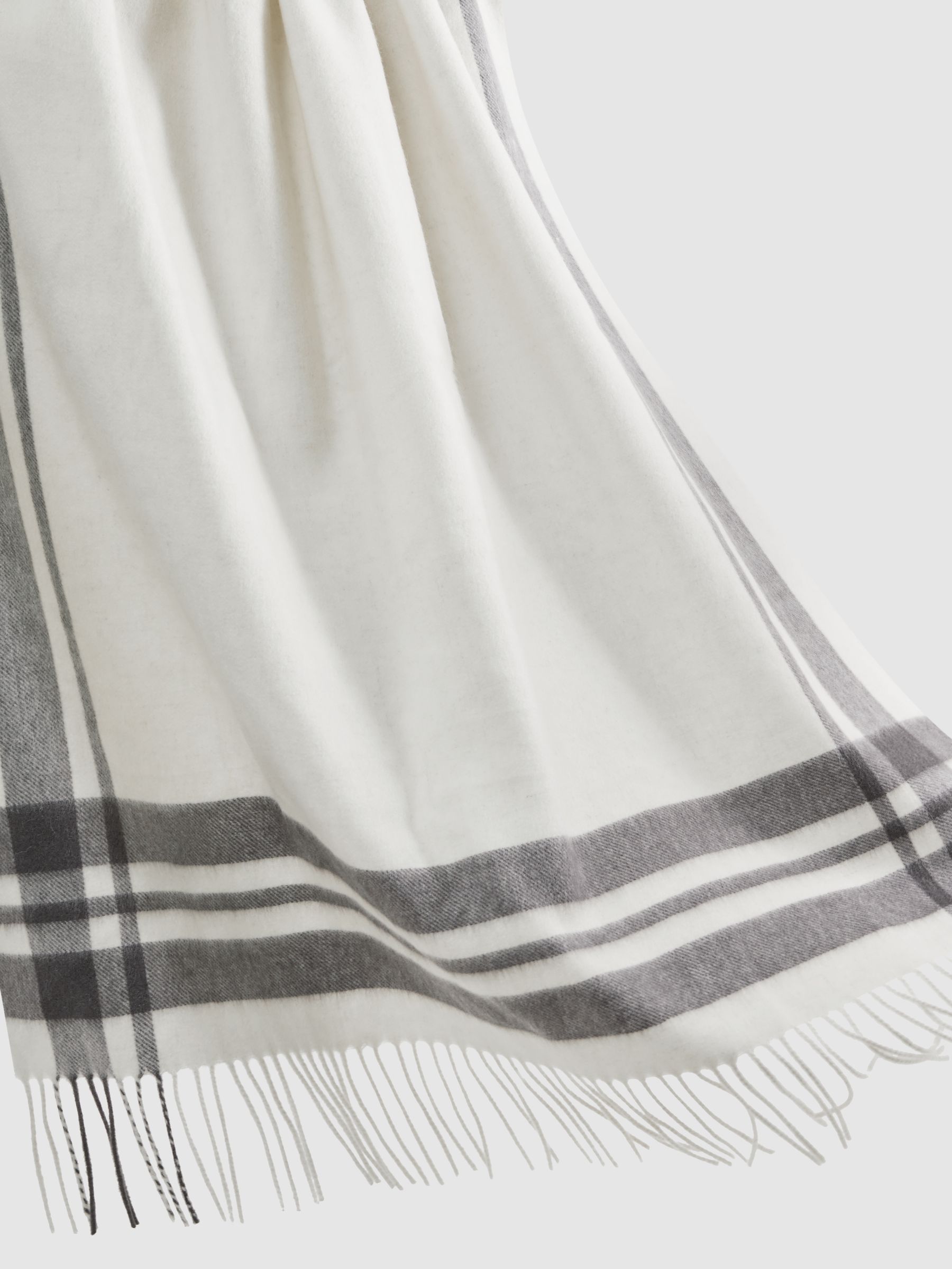 Lambswool Checked Scarf in Grey/Ecru - Image 4 of 4