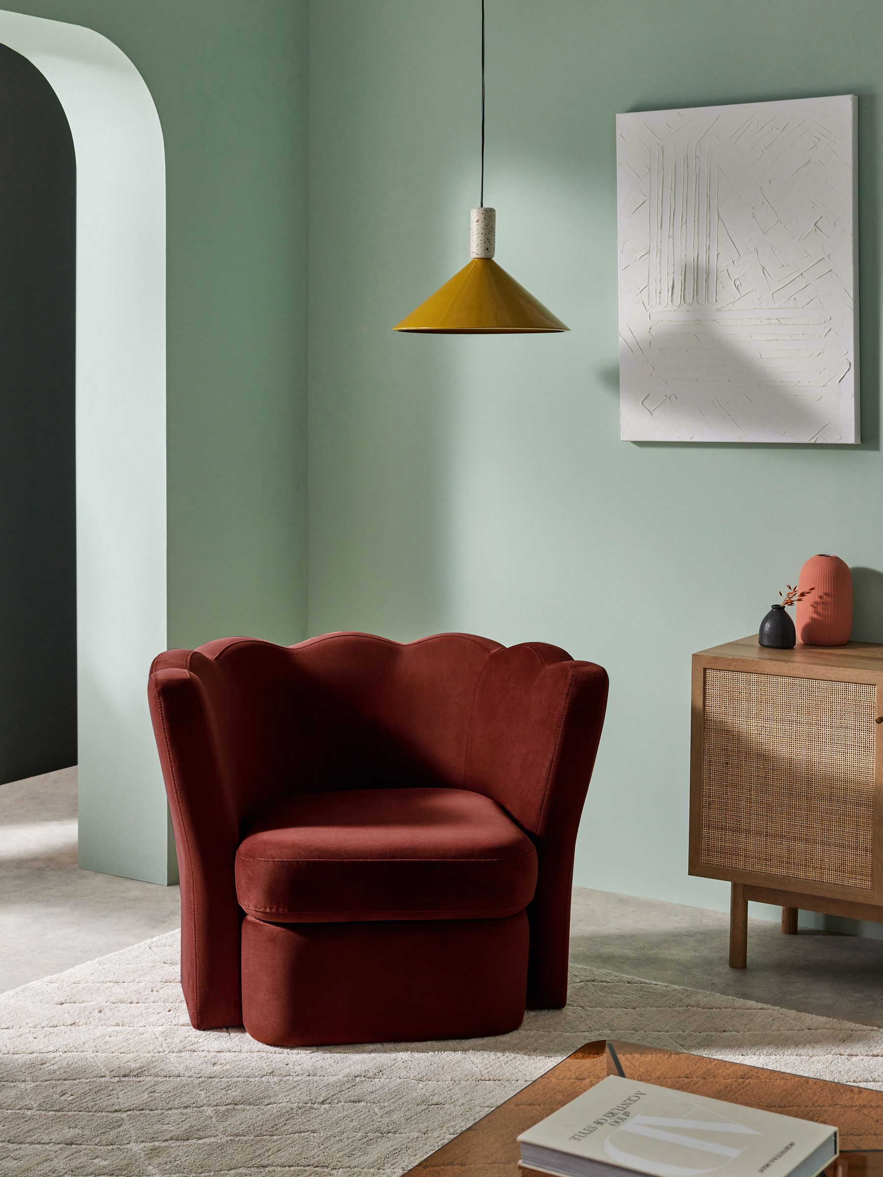 Maya Accent Chair in Rust Red Velvet Made