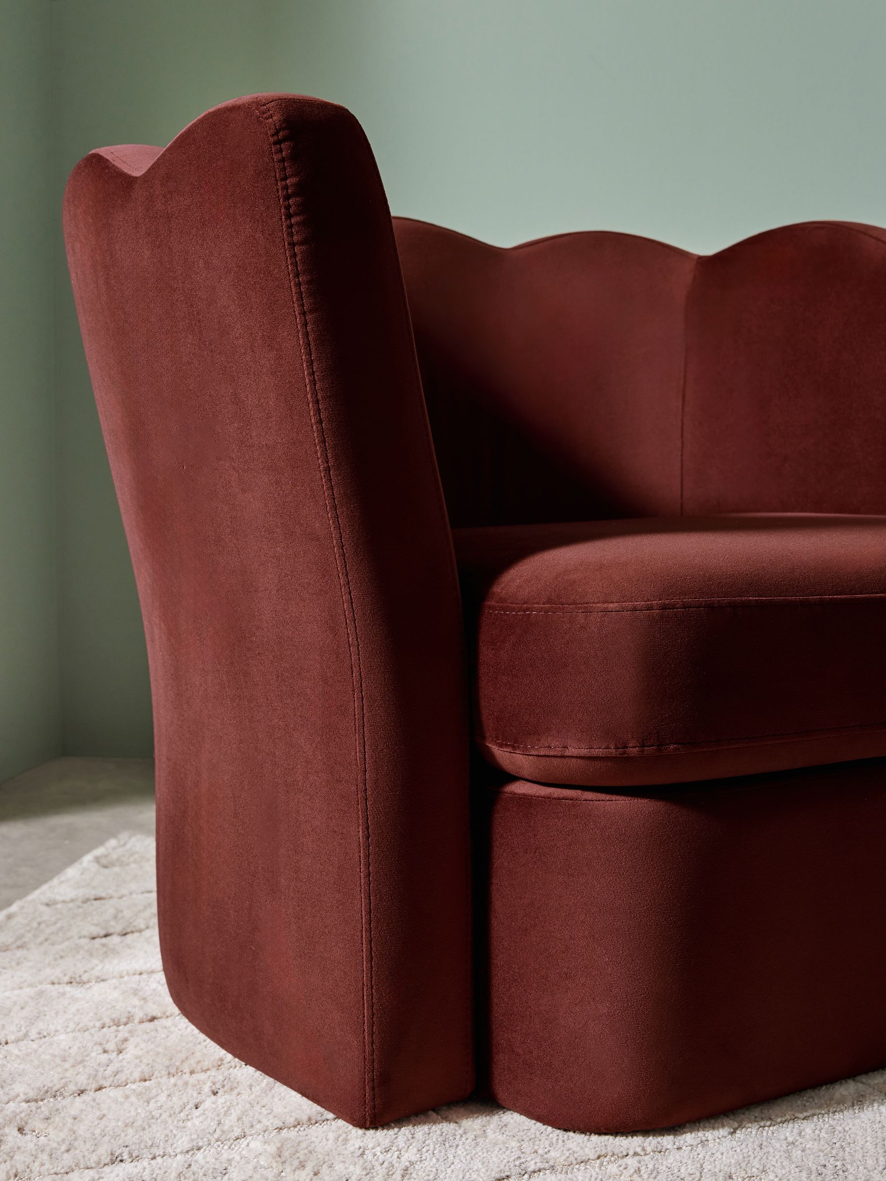 Maya Accent Chair in Rust Red Velvet - Image 3 of 7