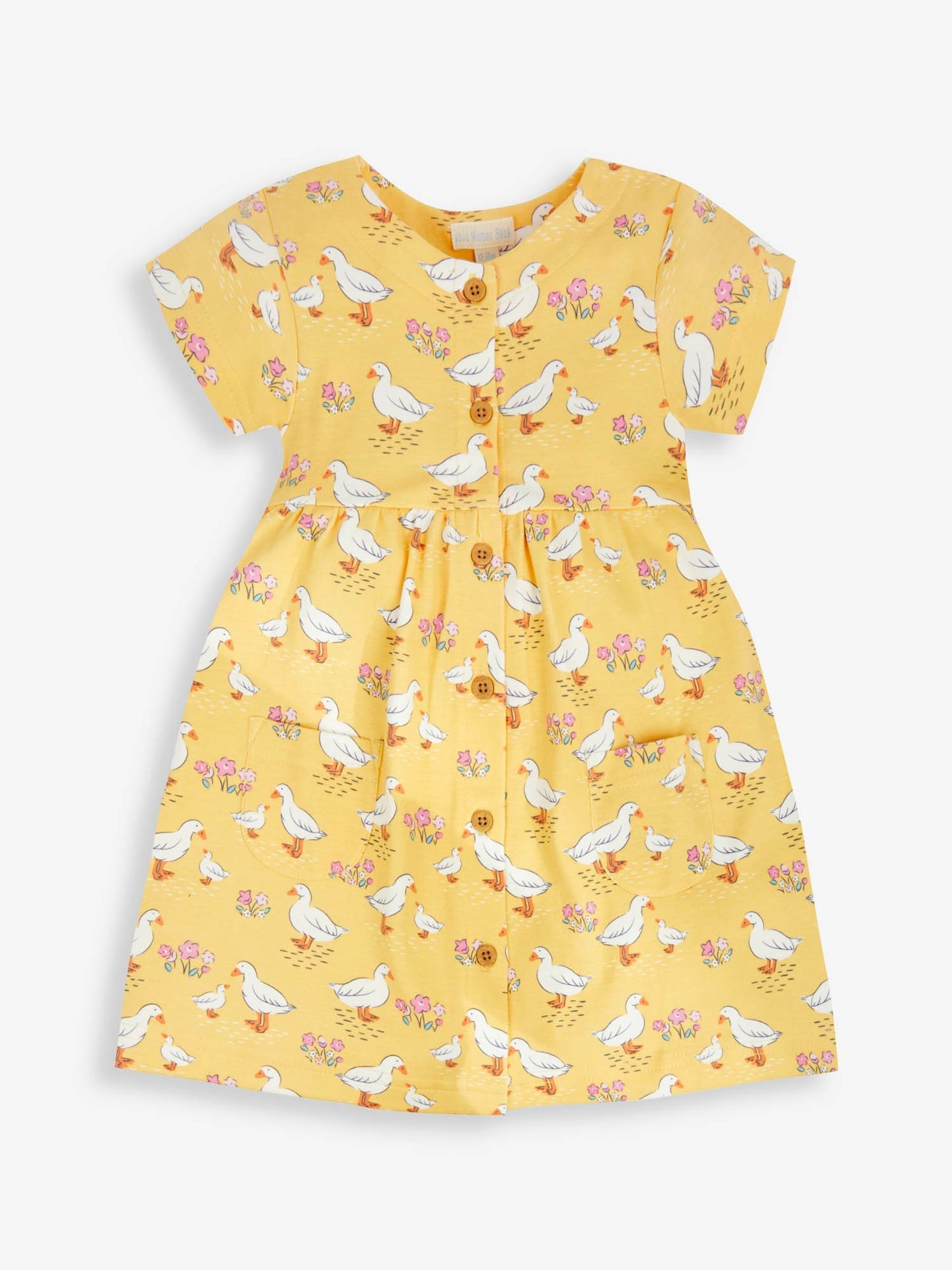 Yellow Duck Print With Pet In Pocket Button Through Dress - Image 3 of 5