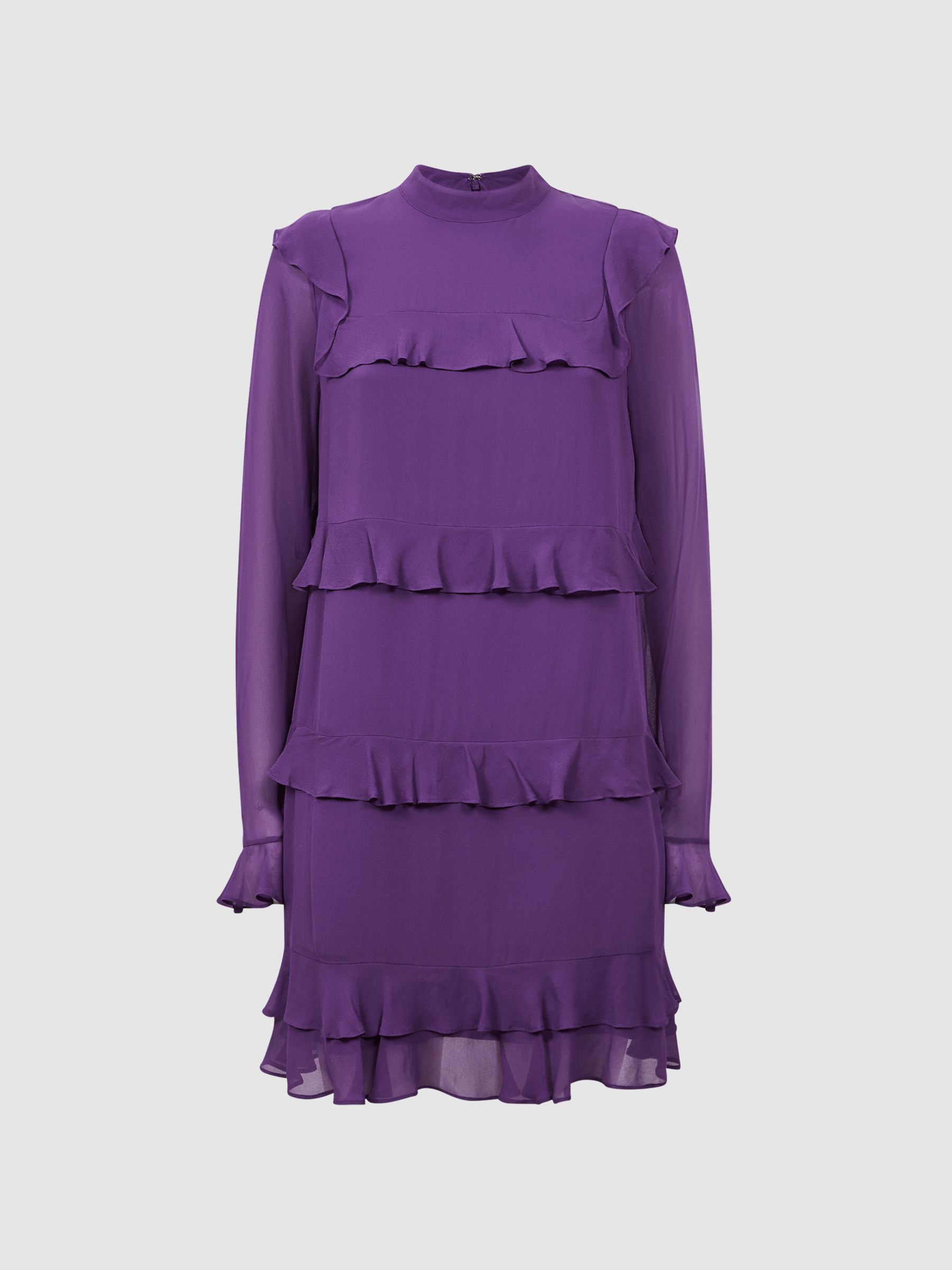 Florere Tiered Mini Dress in Dark Purple - Image 2 of 5