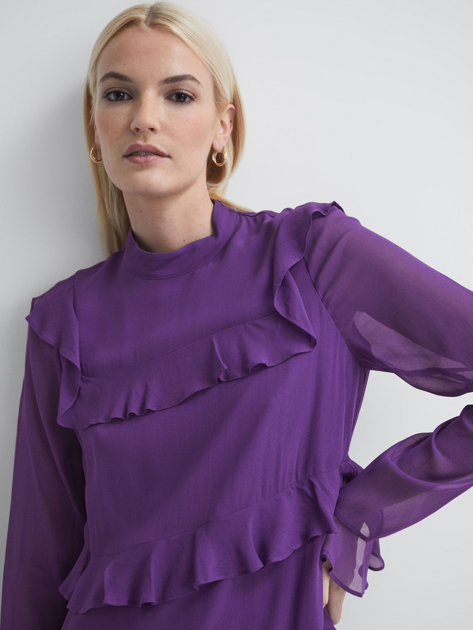 Florere Tiered Mini Dress in Dark Purple - image 3