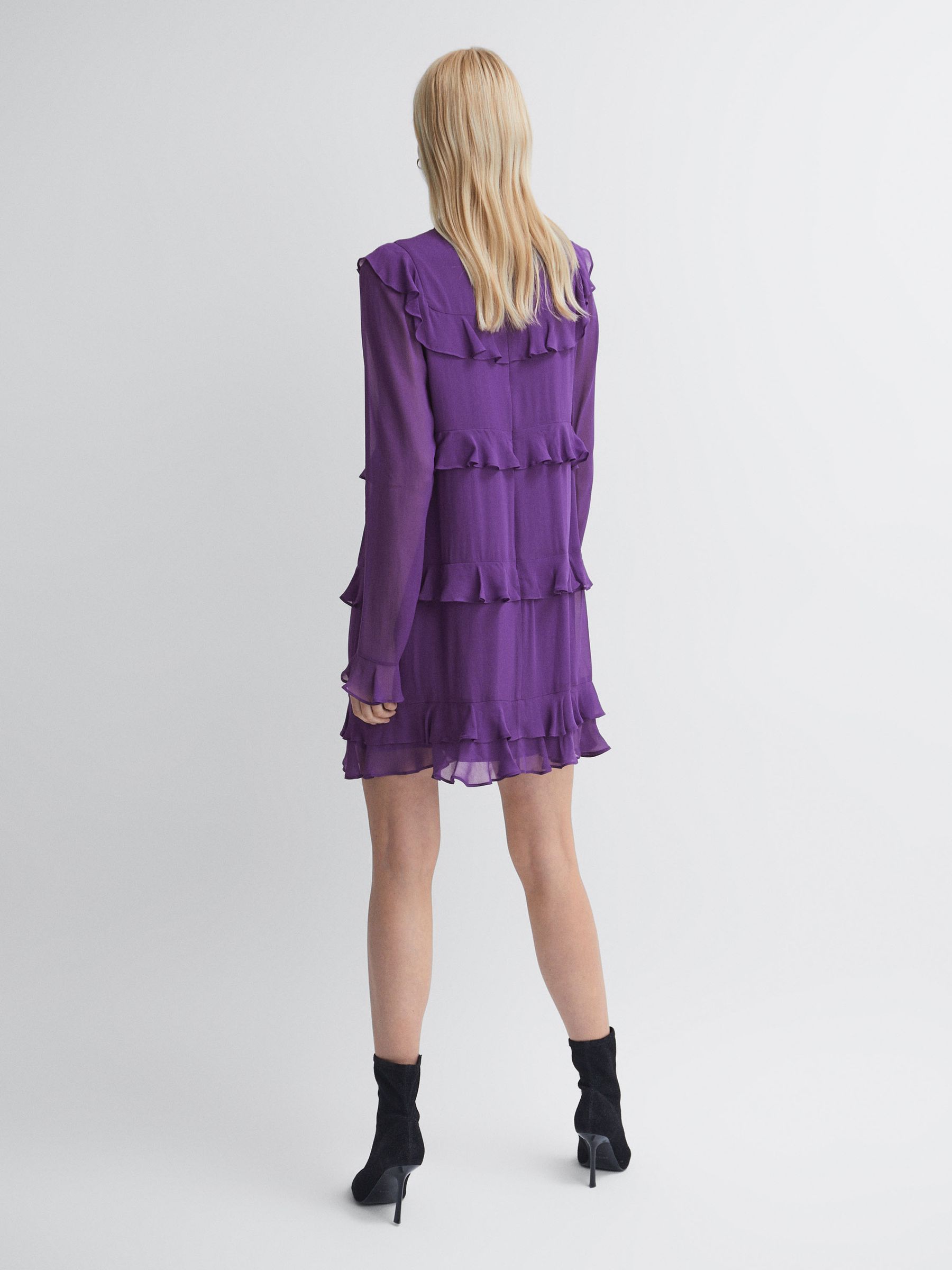Florere Tiered Mini Dress in Dark Purple - Image 4 of 5
