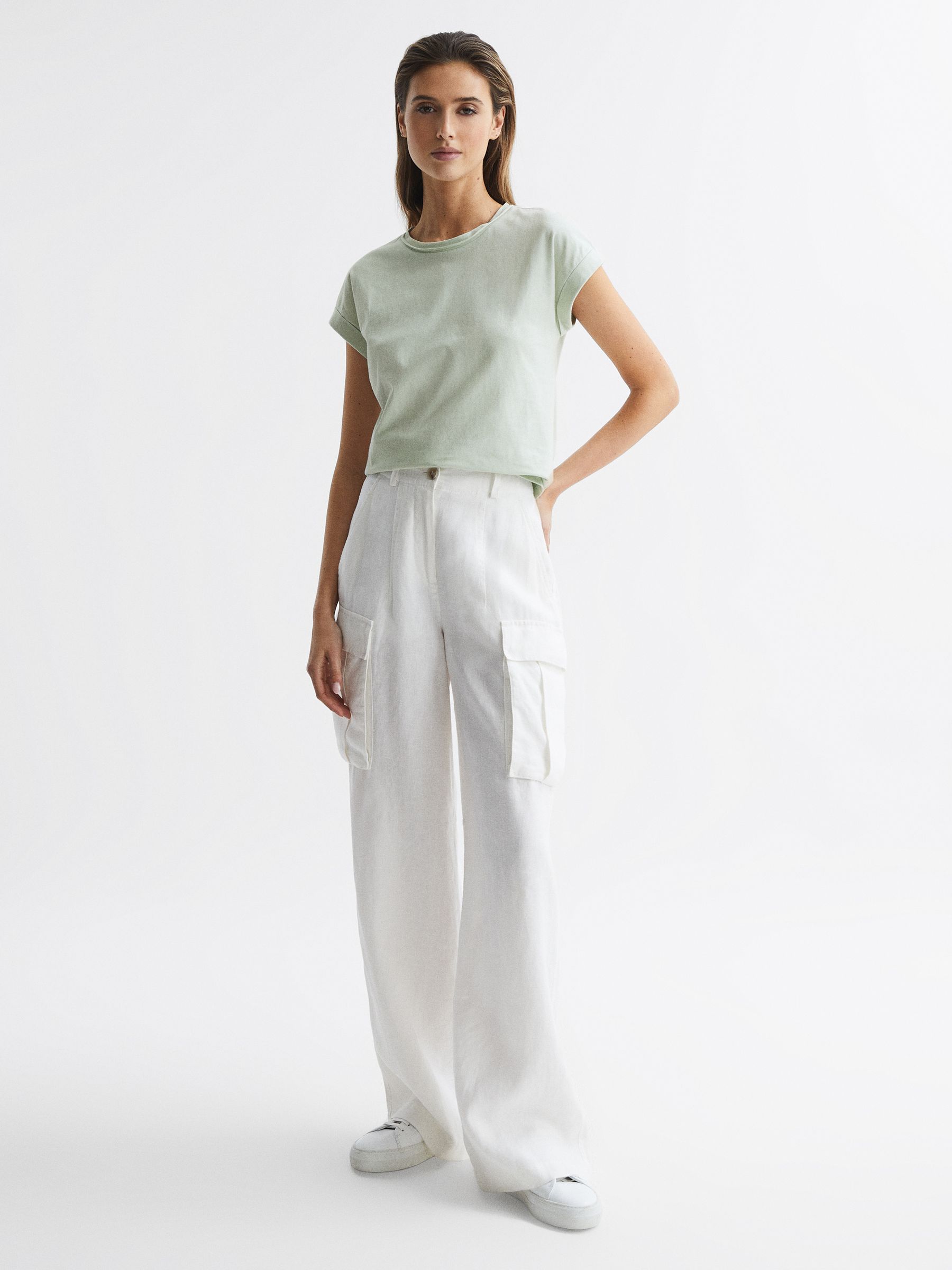 Cotton-Jersey Crew Neck T-Shirt in Mint - Image 5 of 7