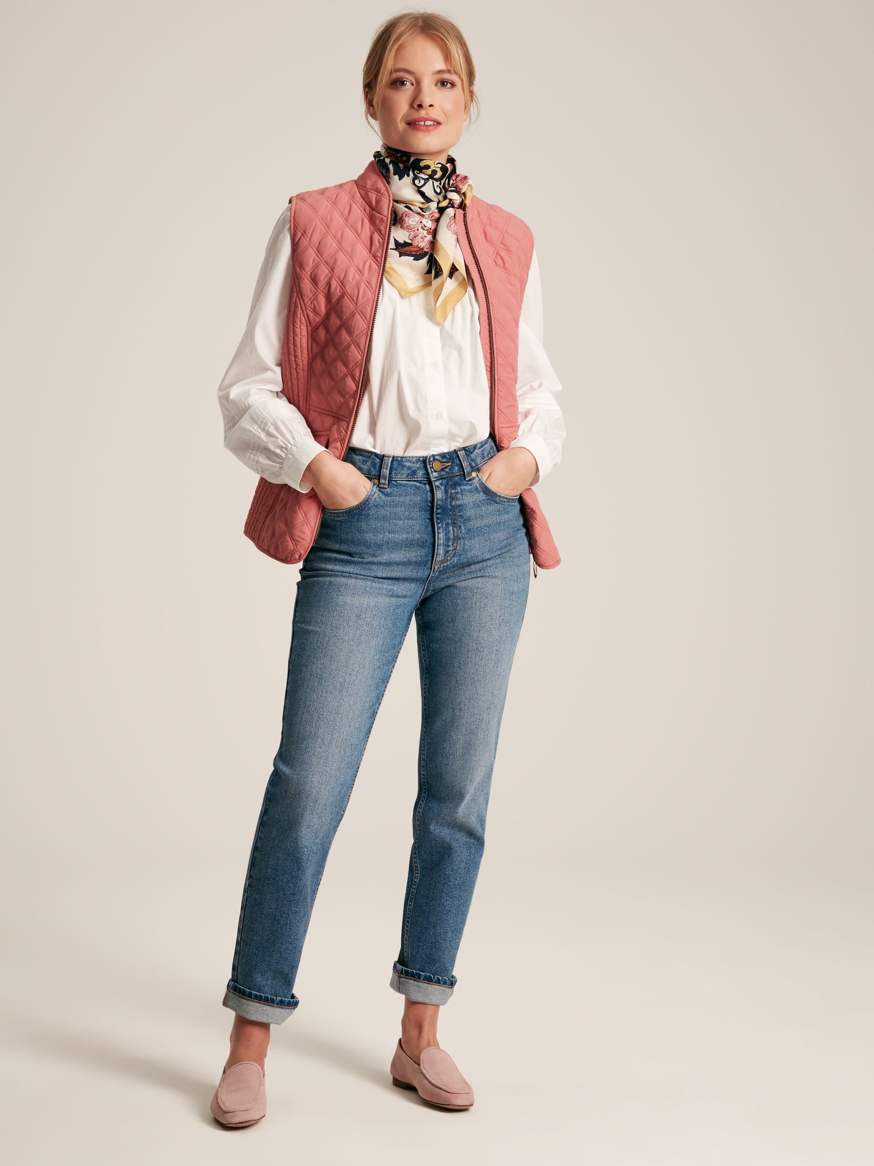 Minx Rose Pink Showerproof Diamond Quilted Gilet - Image 1 of 8