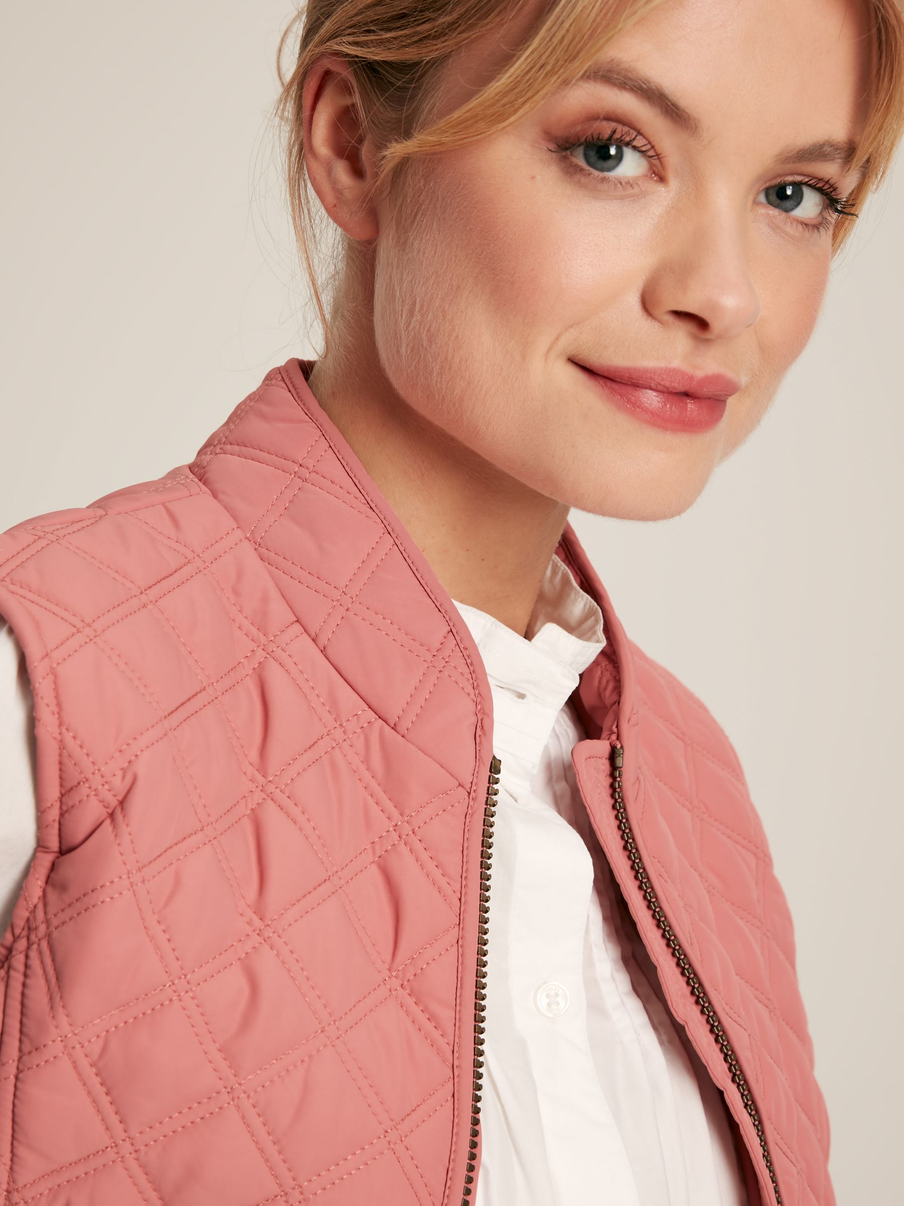 Minx Rose Pink Showerproof Diamond Quilted Gilet - Image 3 of 8