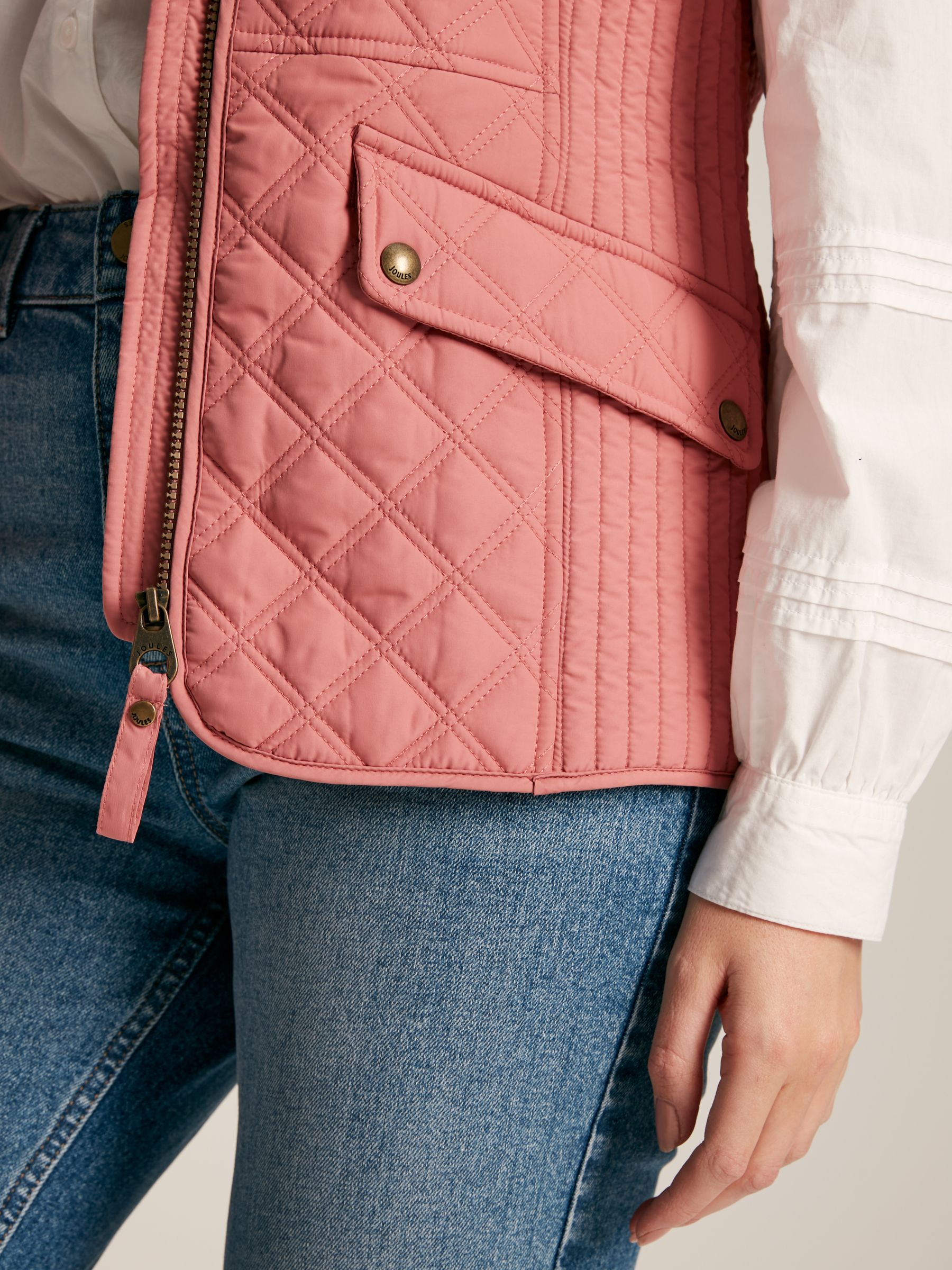 Minx Rose Pink Showerproof Diamond Quilted Gilet - Image 6 of 8
