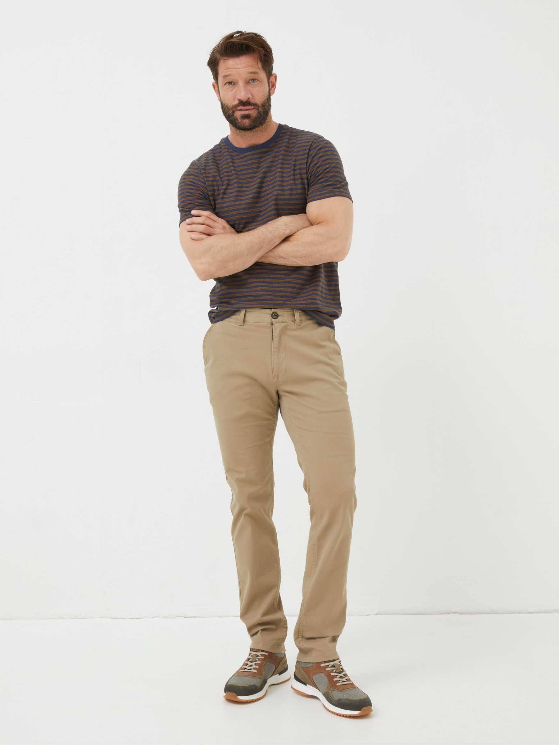 Heyshott Natural Slim Textured Trousers - Image 3 of 6