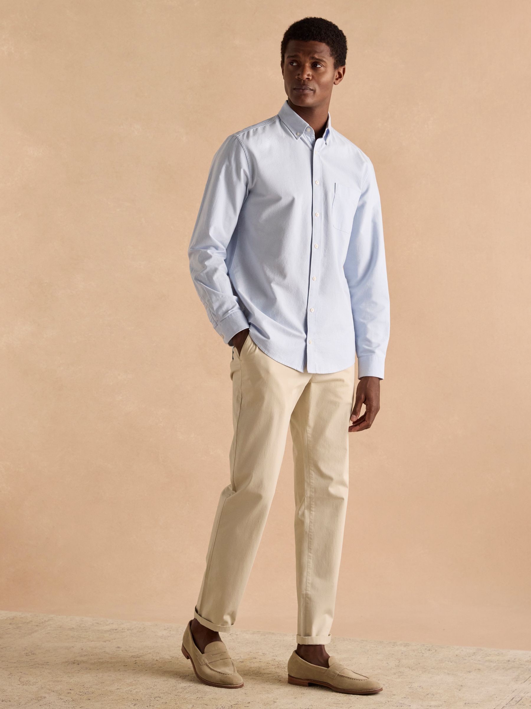 Oxford Blue Long Sleeve Classic Fit Shirt - Image 4 of 8