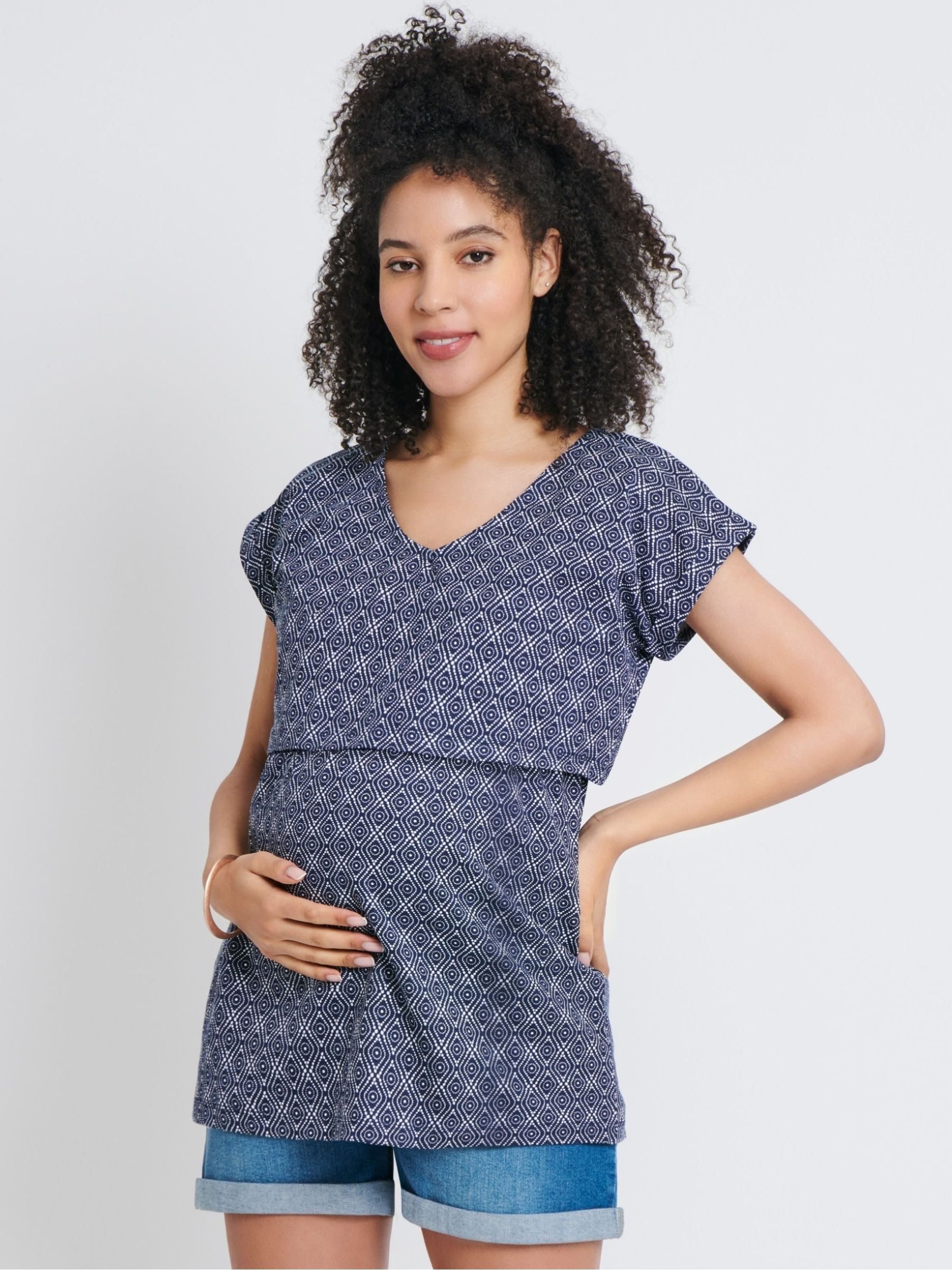 Navy Maternity & Nursing Double Layer Top - Image 1 of 1