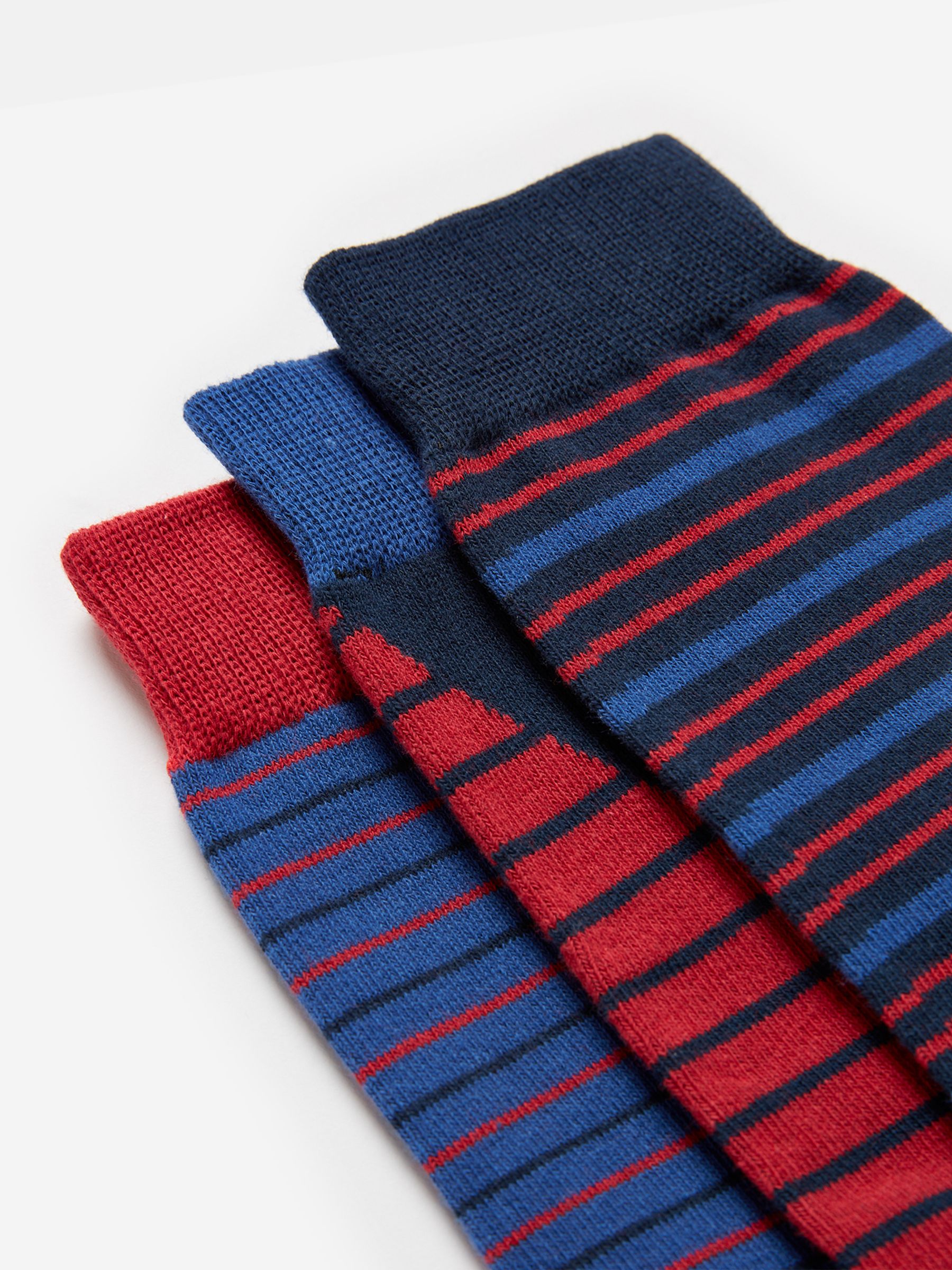 Blue Striking Cotton Socks 3 Pack - Image 2 of 3