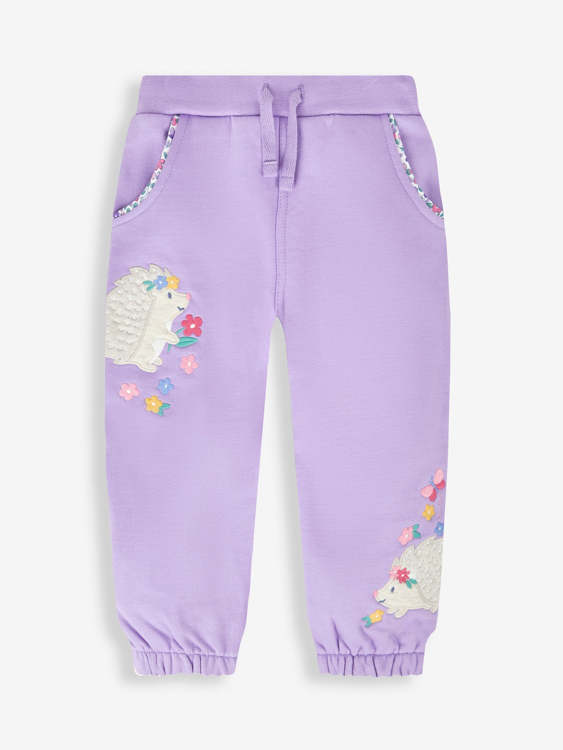 Lilac Purple Hedgehog Appliqué With Pet In Pocket Joggers - Image 1 of 2