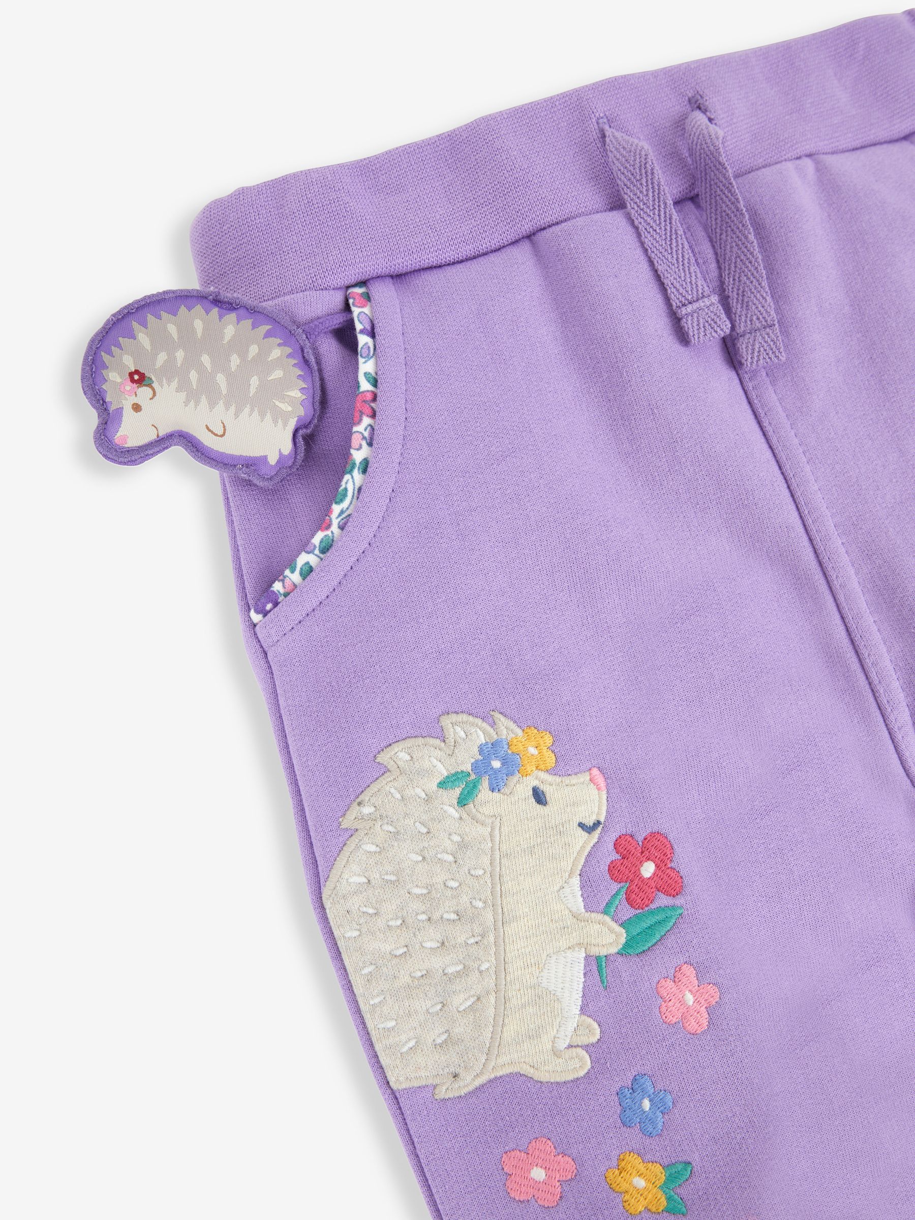 Lilac Purple Hedgehog Appliqué With Pet In Pocket Joggers - Image 2 of 2