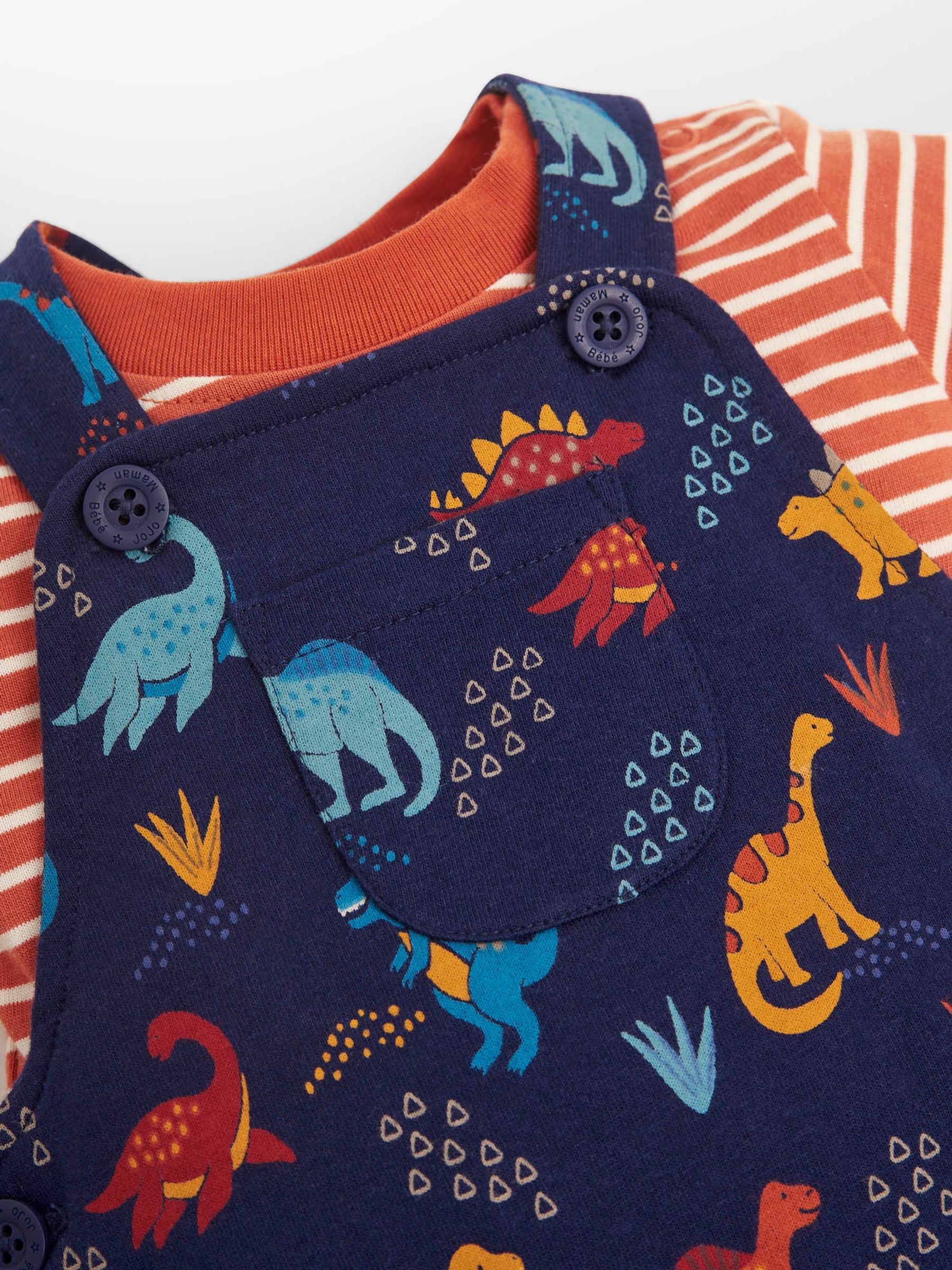 Navy 2-Piece Navy Dinosaur Print Baby Dungarees Set - Image 3 of 3