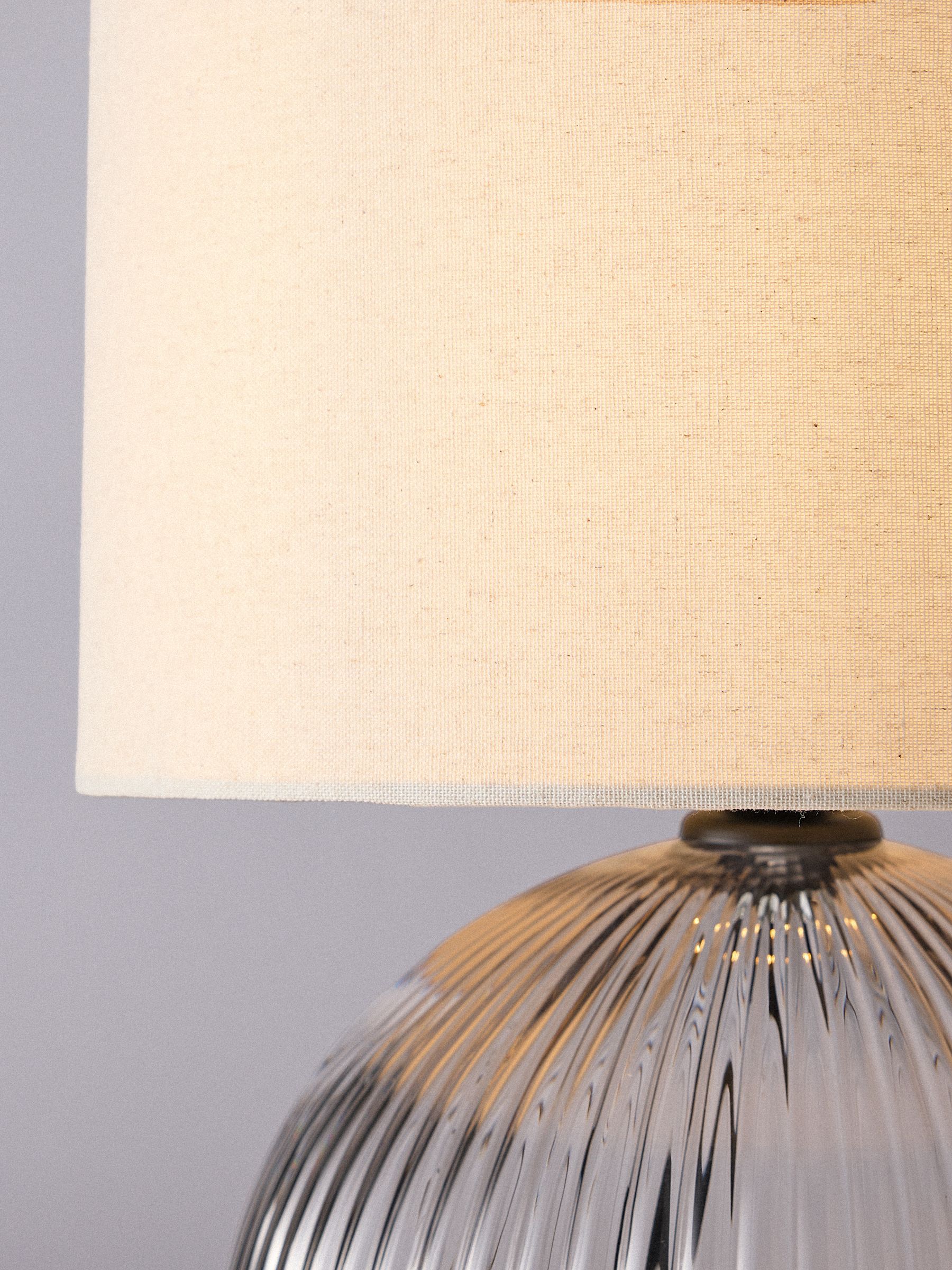 The Set 2 Pack Black Ribbed Glass Round Table Lamps - Image 5 of 5