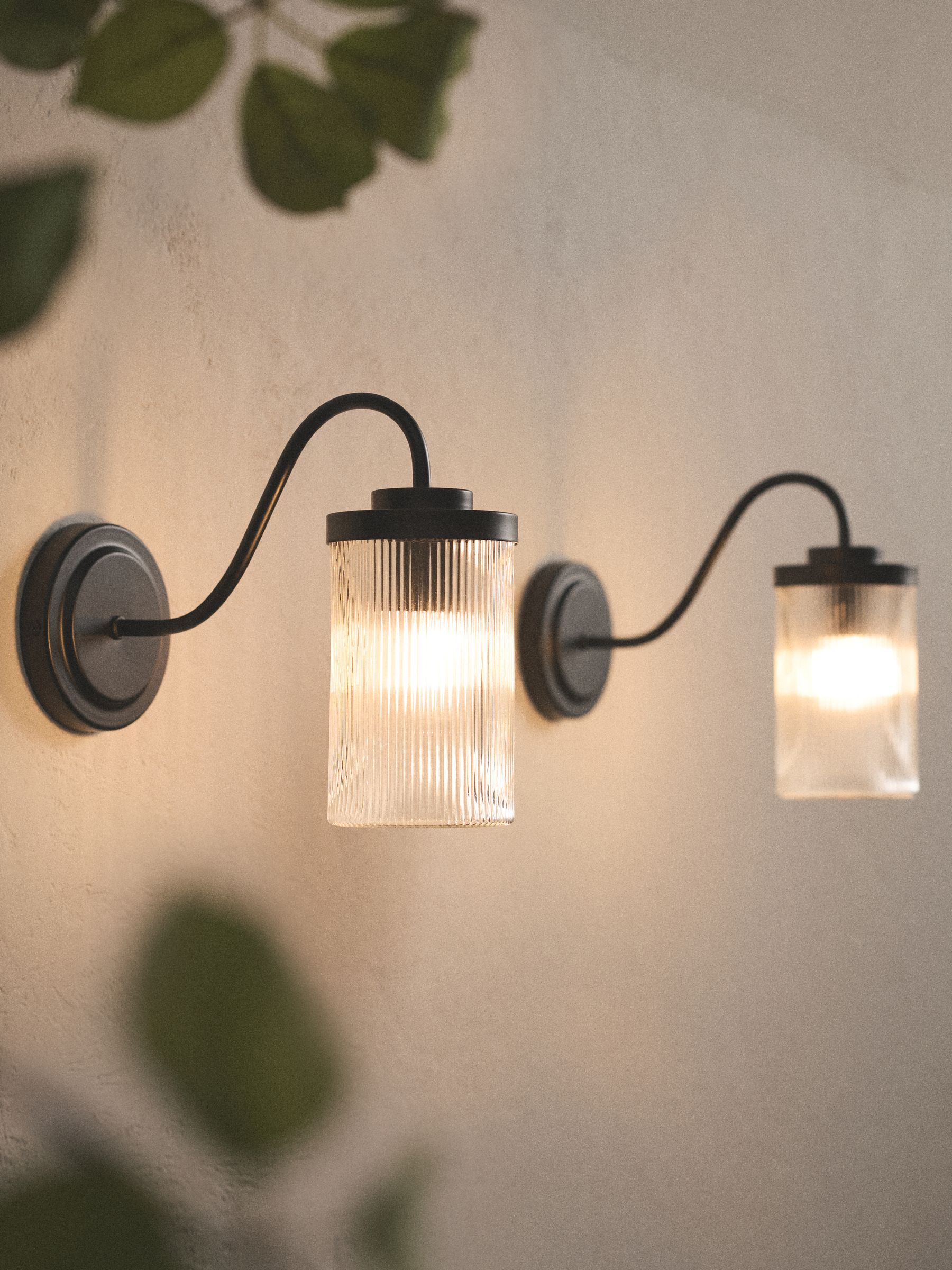 The Set 2 Pack Black Ribbed Glass Outdoor Wall Lights - Image 1 of 6 The Set 2 Pack Black Ribbed Glass Outdoor Wall Lights - Image 1 of 6
