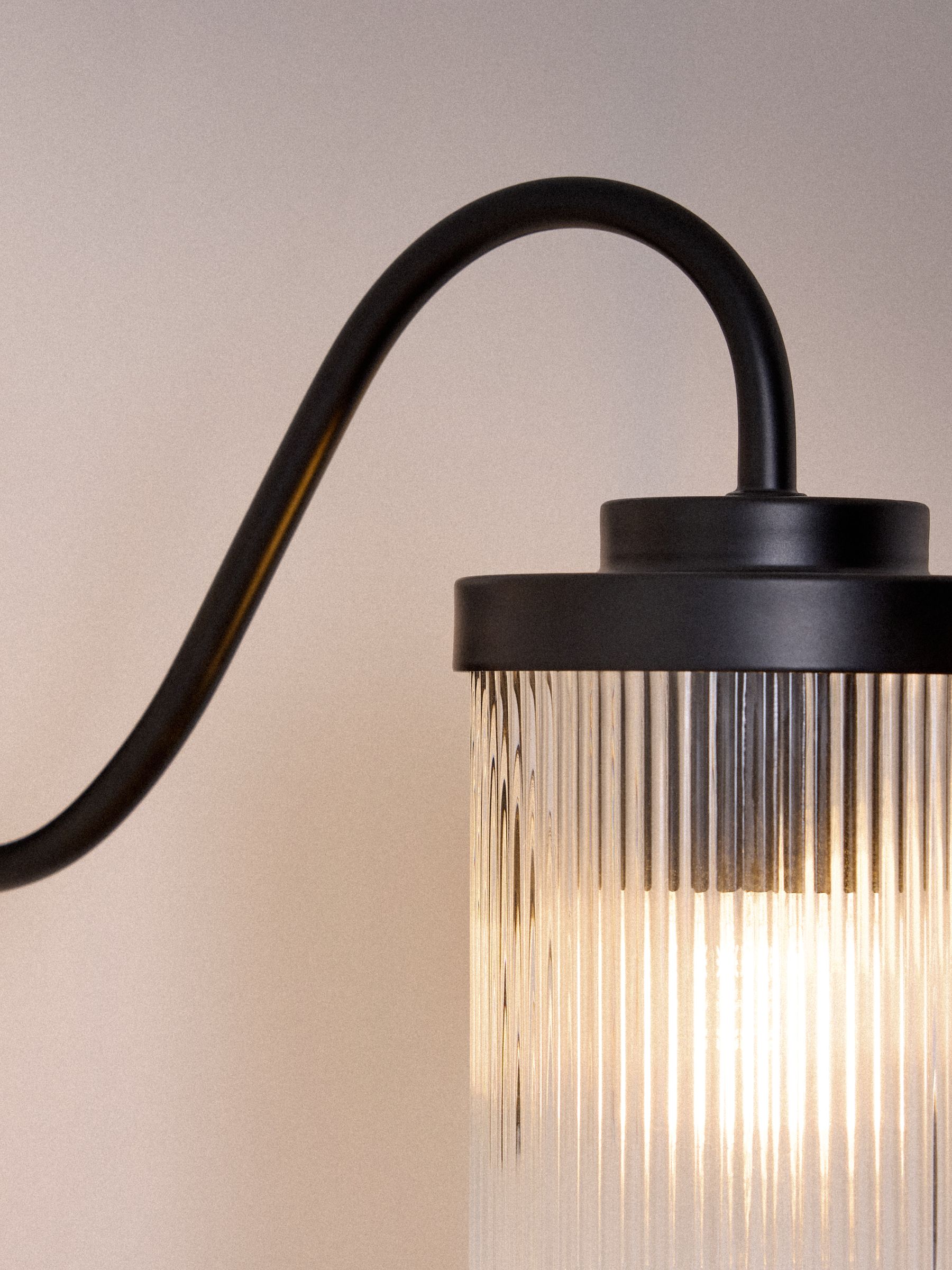The Set 2 Pack Black Ribbed Glass Outdoor Wall Lights - Image 6 of 6