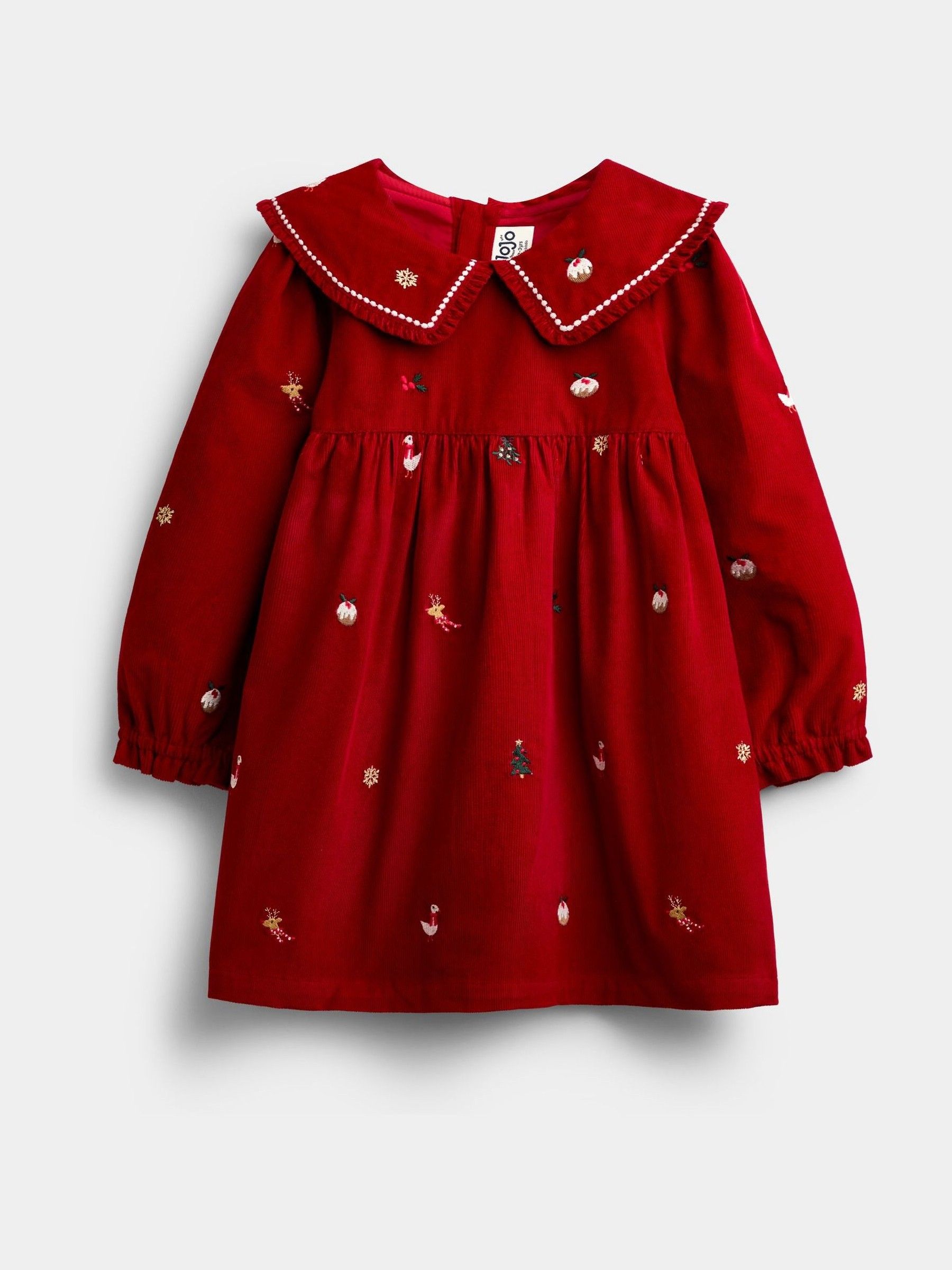 Red Christmas Embroidered Cord Dress - Image 1 of 4