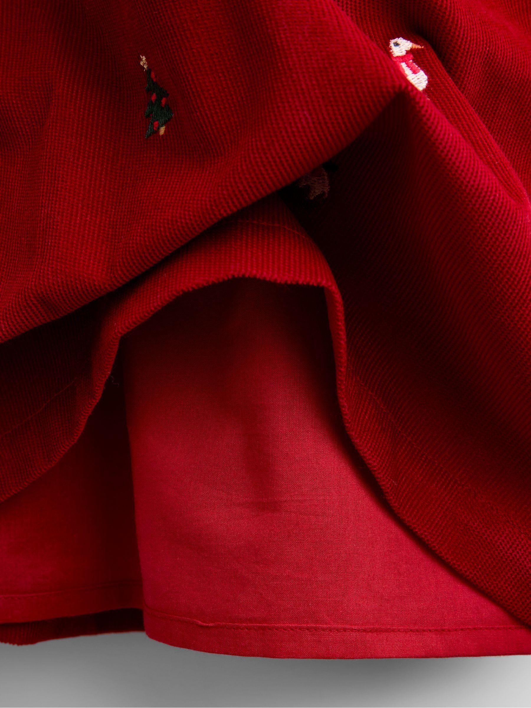 Red Christmas Embroidered Cord Dress - Image 4 of 4