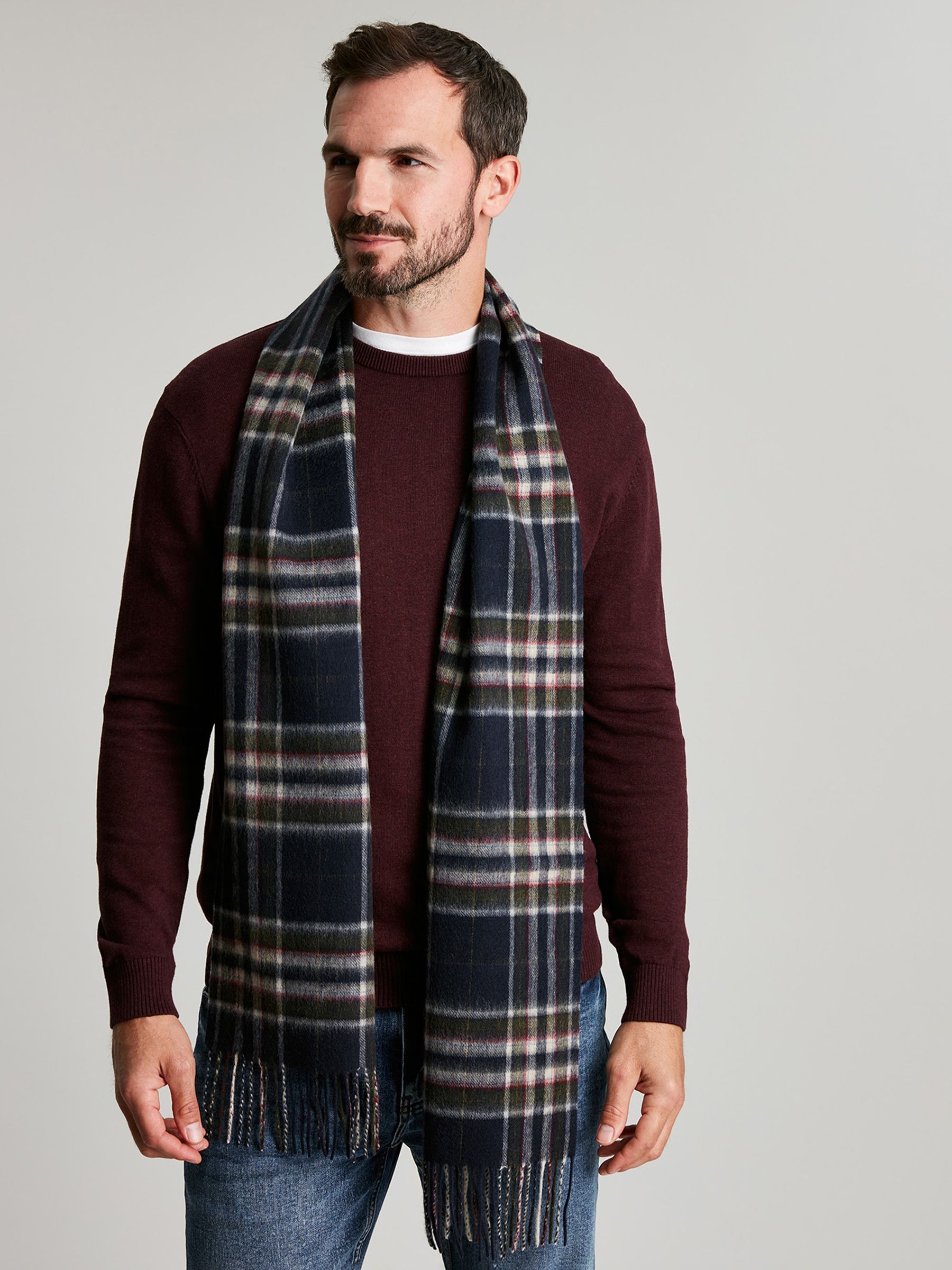 Tytherton Navy Check Wool Scarf - Image 1 of 5