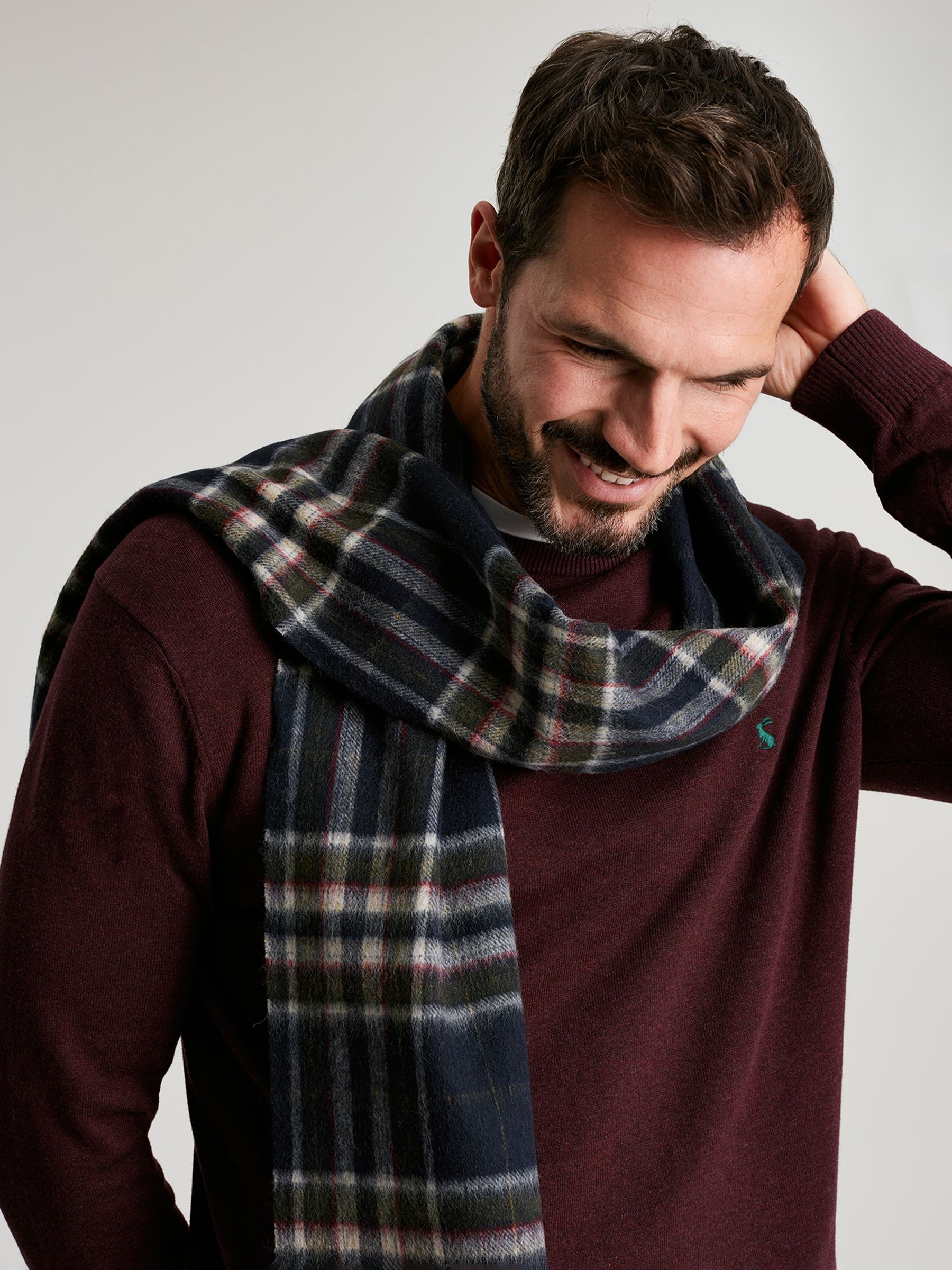 Tytherton Navy Check Wool Scarf - Image 2 of 5