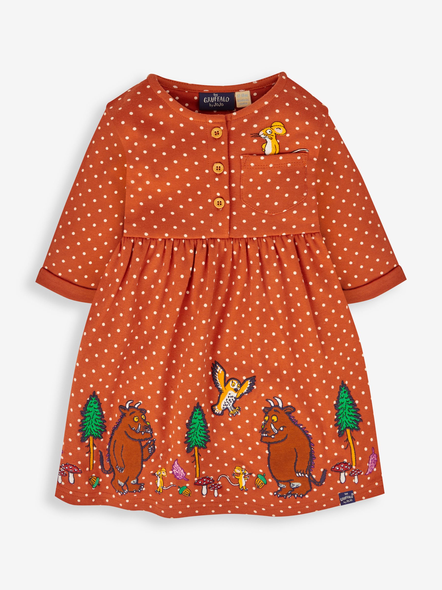 Orange Kids' The Gruffalo Appliqué Button Front Dress - Image 4 of 6