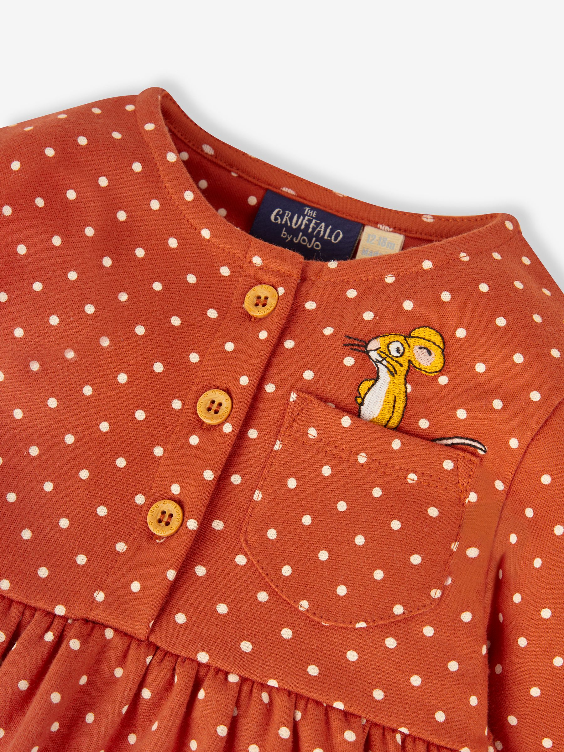 Orange Kids' The Gruffalo Appliqué Button Front Dress - Image 5 of 6