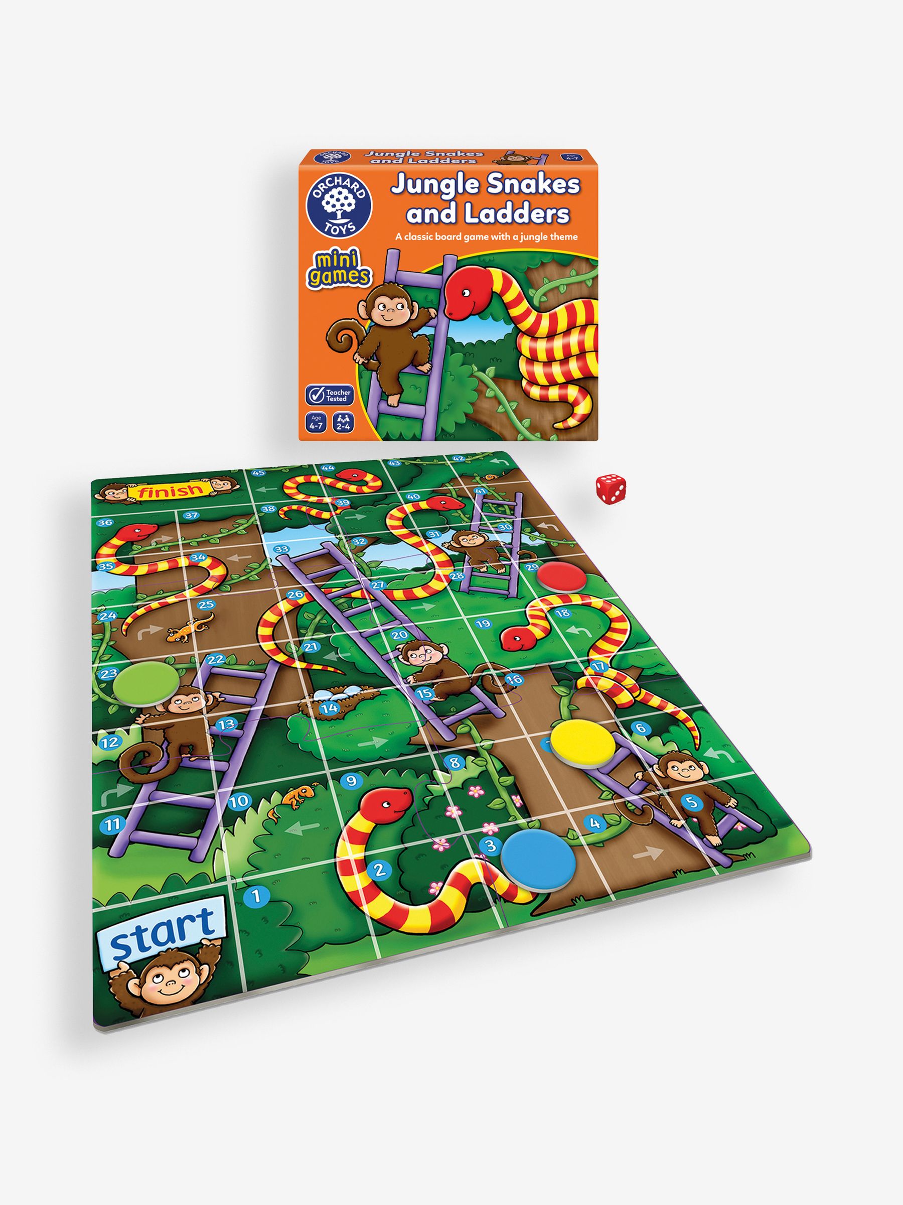 Orchard Toys Jungle Snakes and Ladders Mini Game - Image 2 of 4