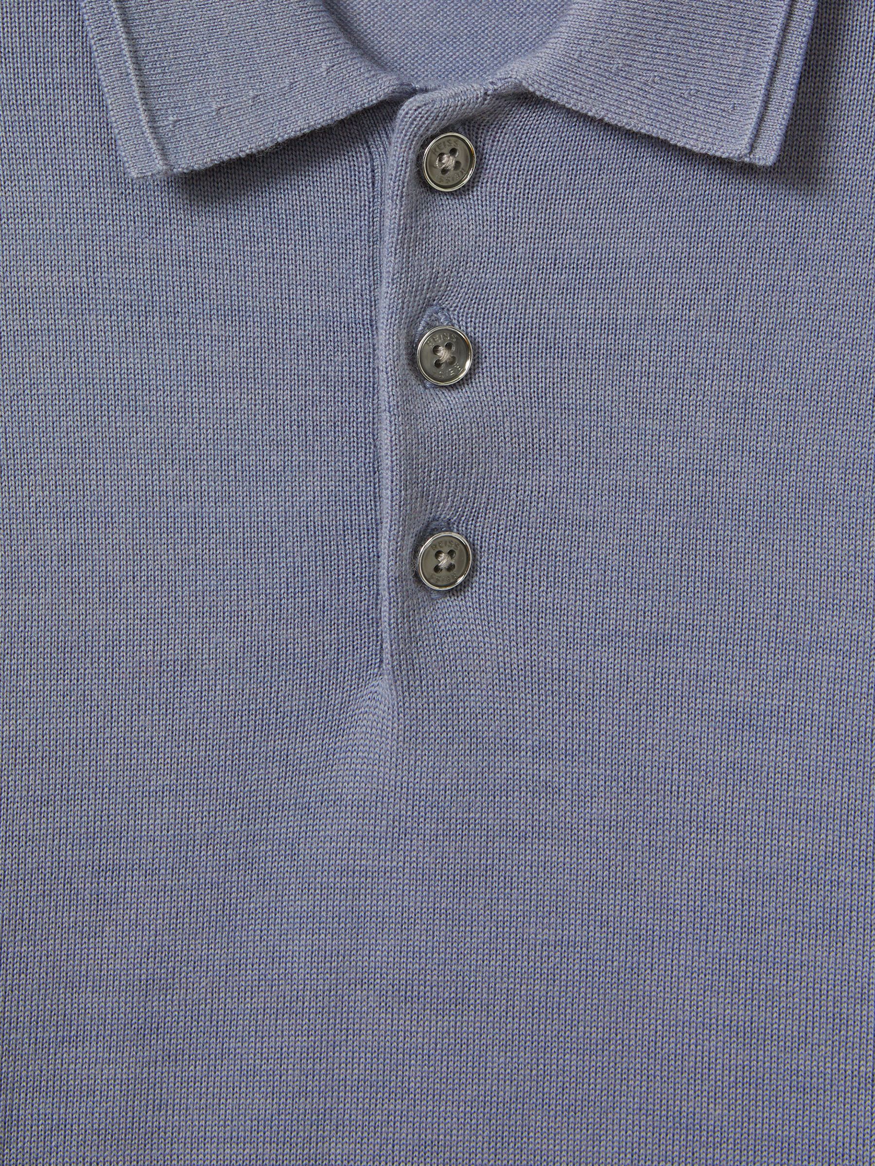 Junior Merino Wool Polo Shirt in Porcelain Blue - Image 6 of 6