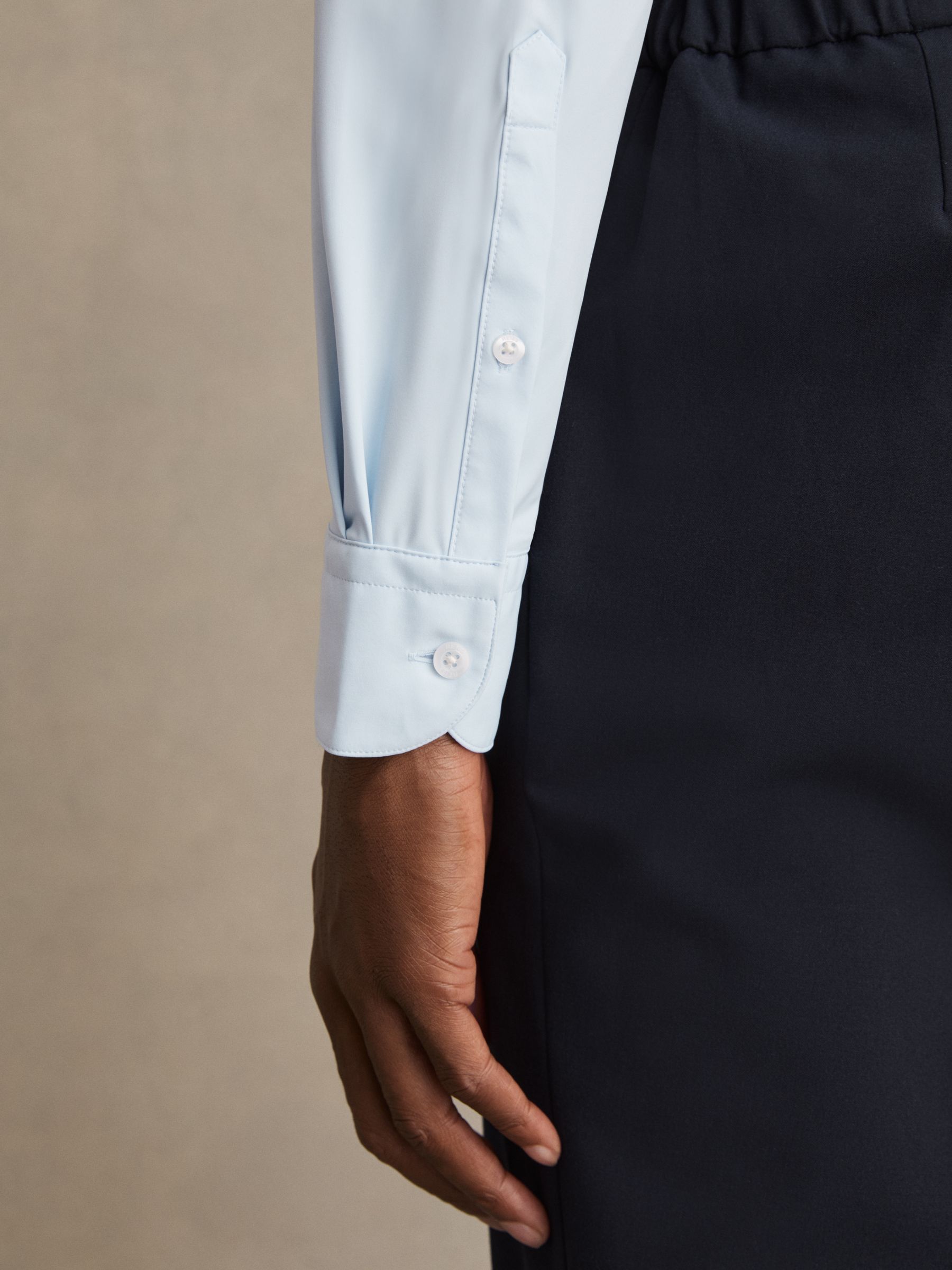 Regular Fit Travel Shirt in Soft Blue - Image 3 of 9